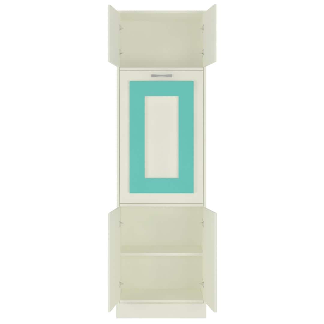 Royale Kids Study Set with Folding Desk cum Bookshelf and Wooden Chair in Misty Turquoise Colour