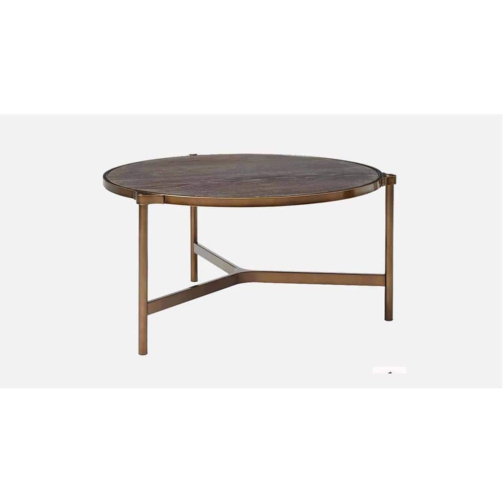 Albertoni Round Coffee Table With Ss Base In Bronze Colour