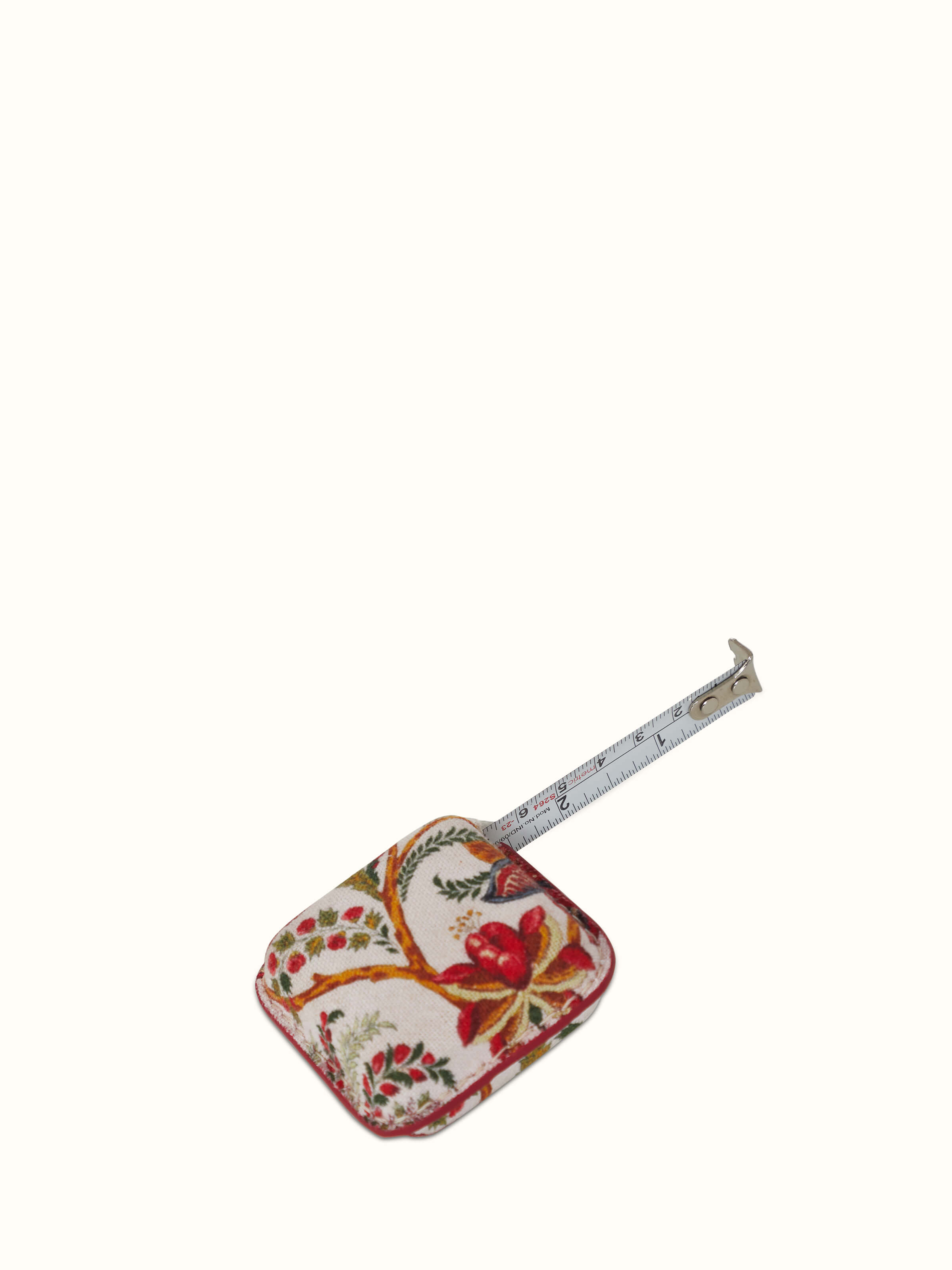 Angled view of Leather Measuring Tape in Red color emphasizing its durability