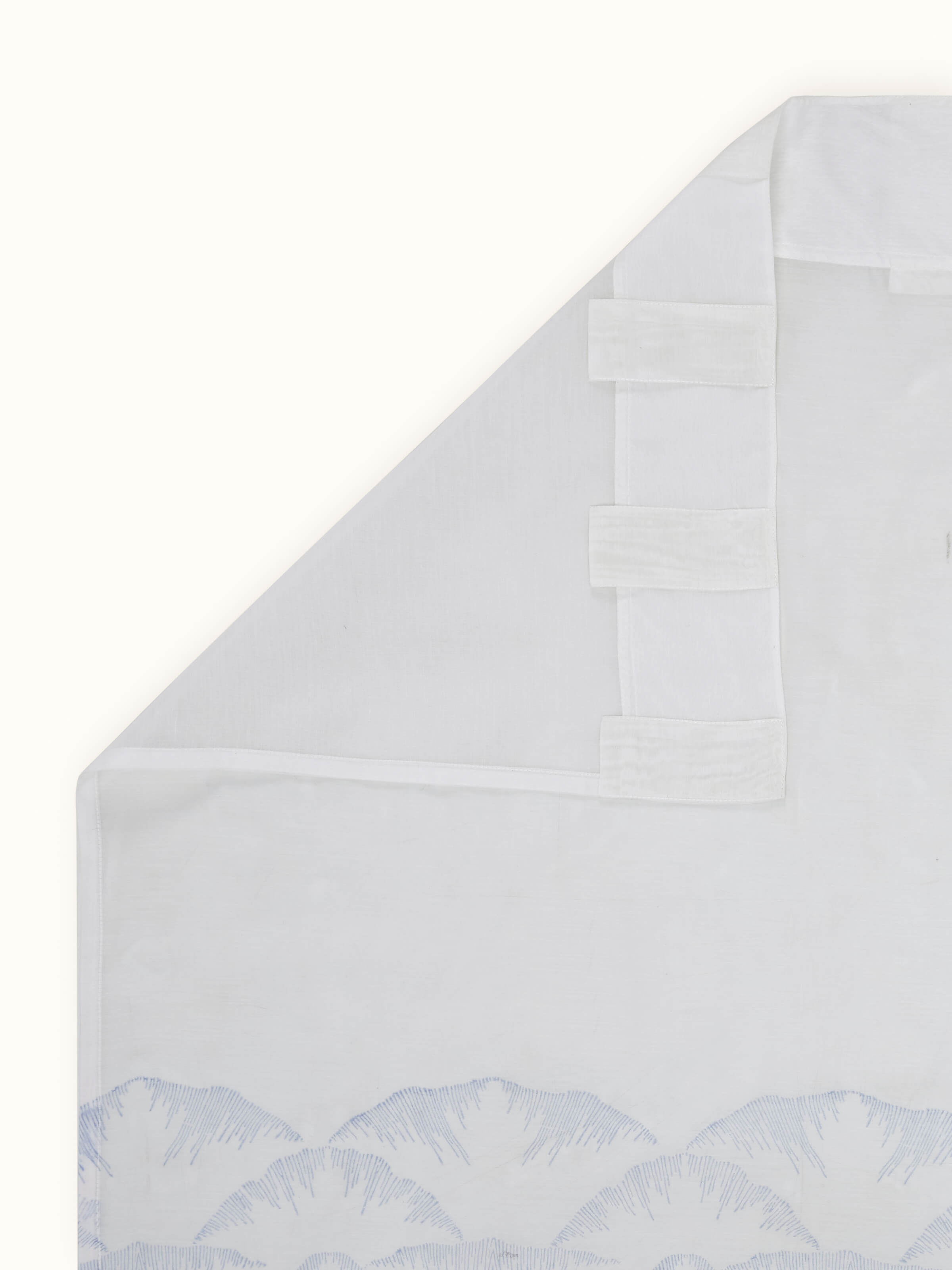 Parvat Indigo Ombre Cotton Silk Sanganeri Hand Block Printed Curtain, Long Door (9 Ft)