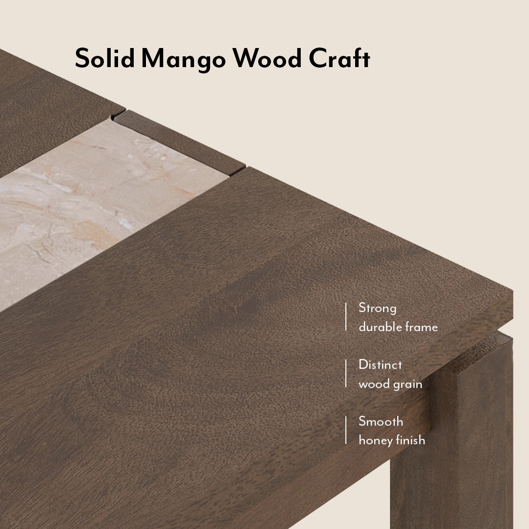 Atlas Crest Storage Solid Wood 6 Seater Dining Table With Set Of 6 Ludo Dining Chairs