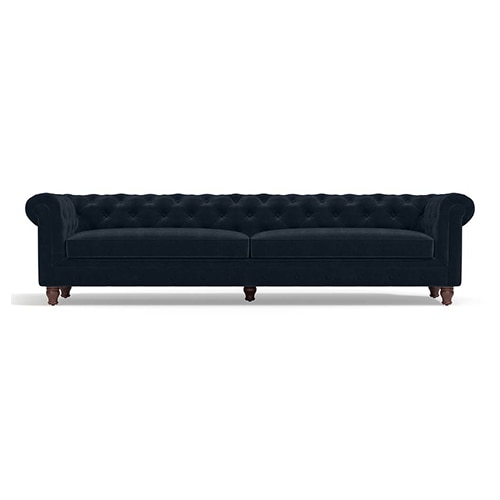 Winchester Luxe 4 Seater Fabric Sofa in Sea Port Blue Velvet Colour