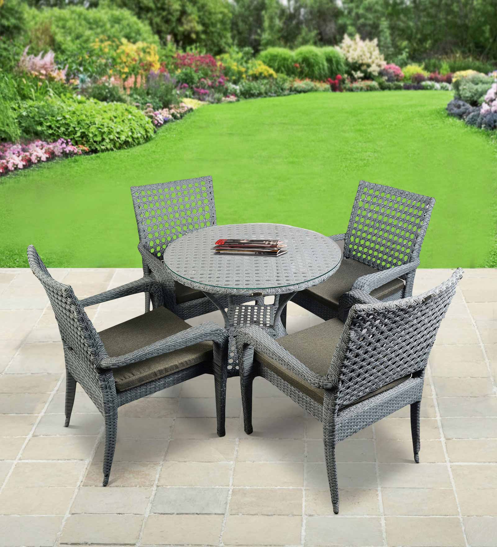 New Castle Wicker Chair In Grey Dual Tone Finish