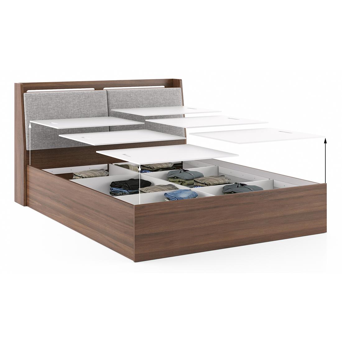 Tyra King Size Bed Box Storage In Classic Walnut Finish