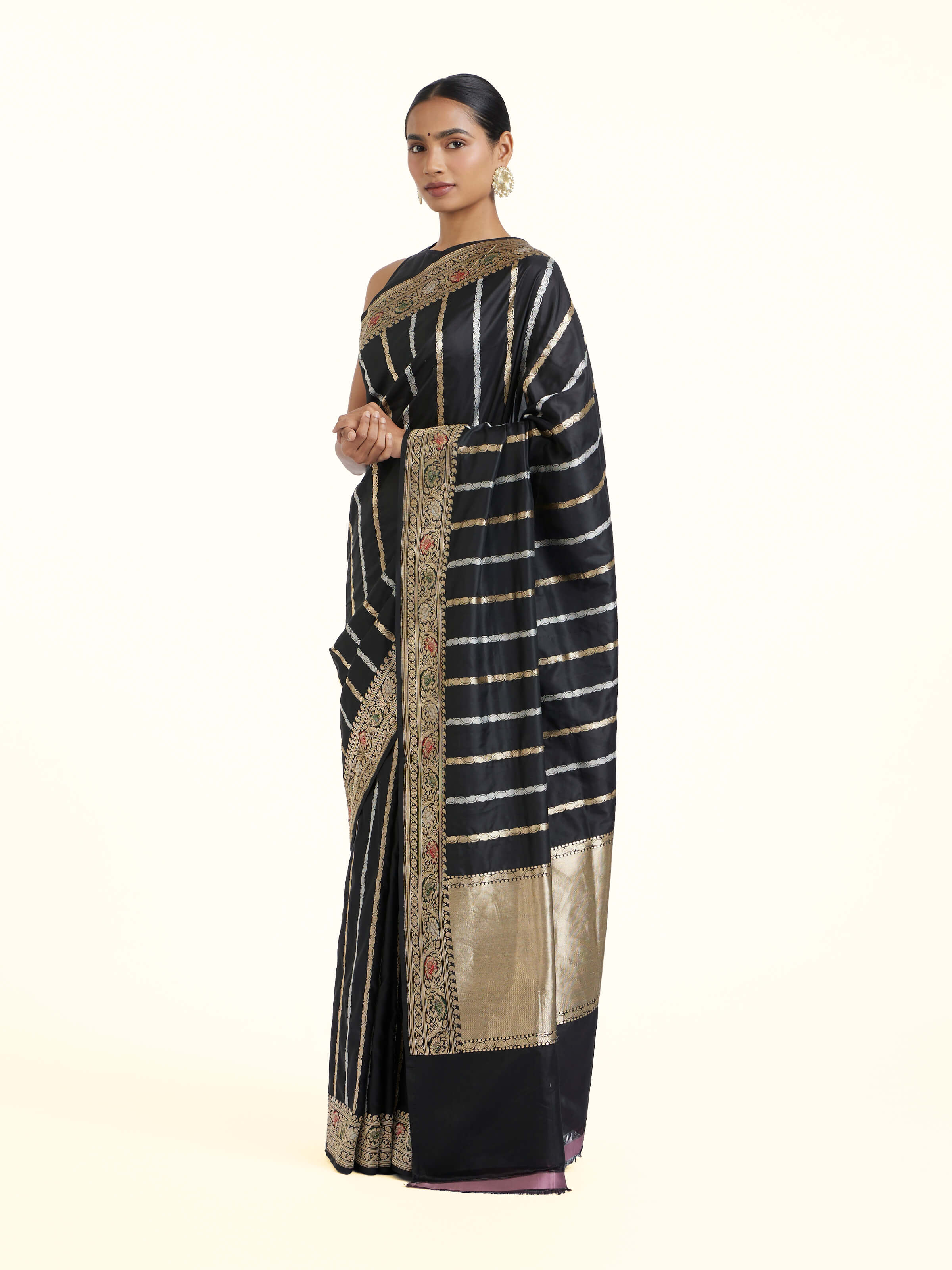Black Banarasi Kadhwa Silk Saree