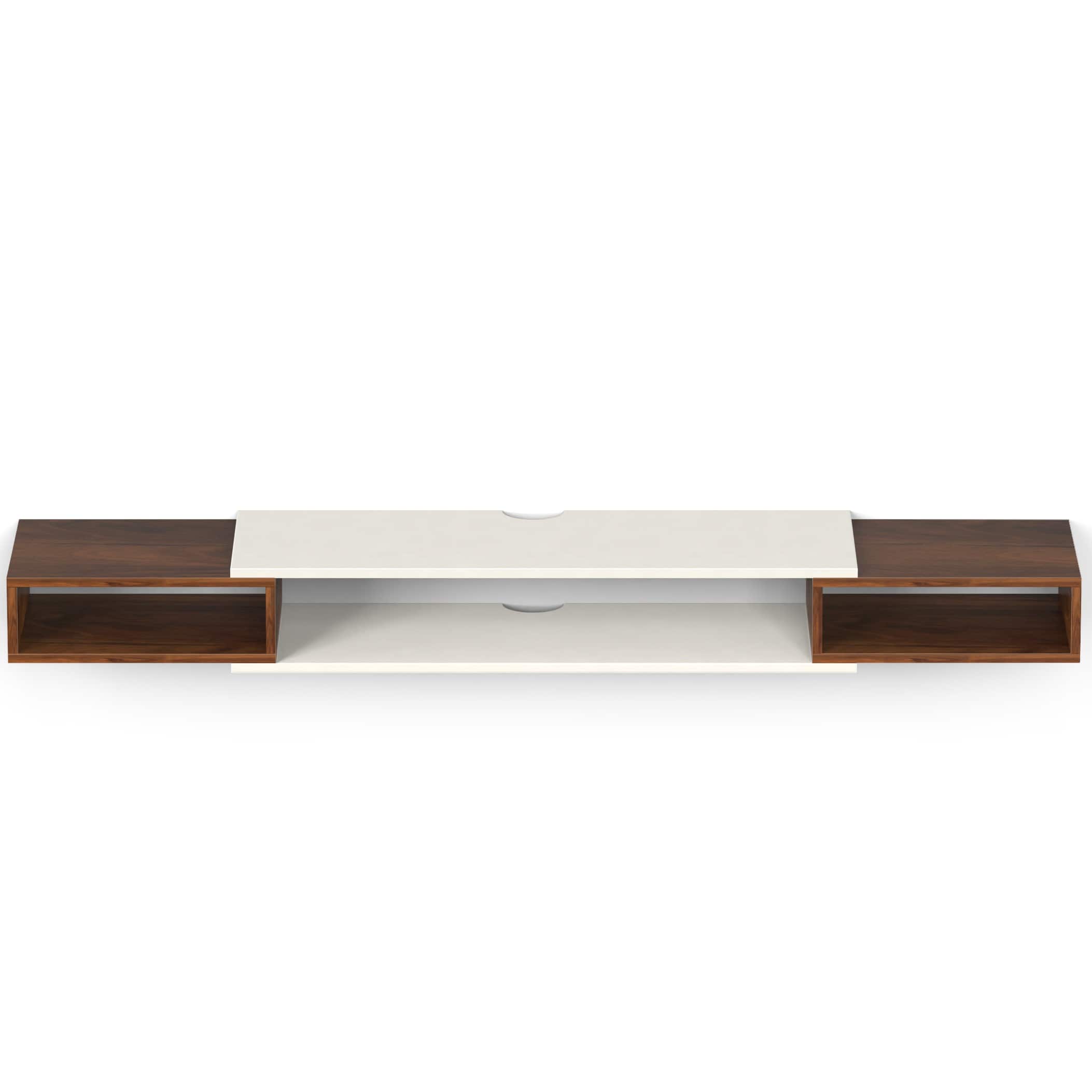 BLUEWUD Toska Engineering Wood Wall Mount TV Entertainment Unit Set Top Box Stand/TV Cabinet Panels with Shelves for Books & D�cor Display Unit, Ideal for 42� (Toska Large, Brown Maple & Beige)