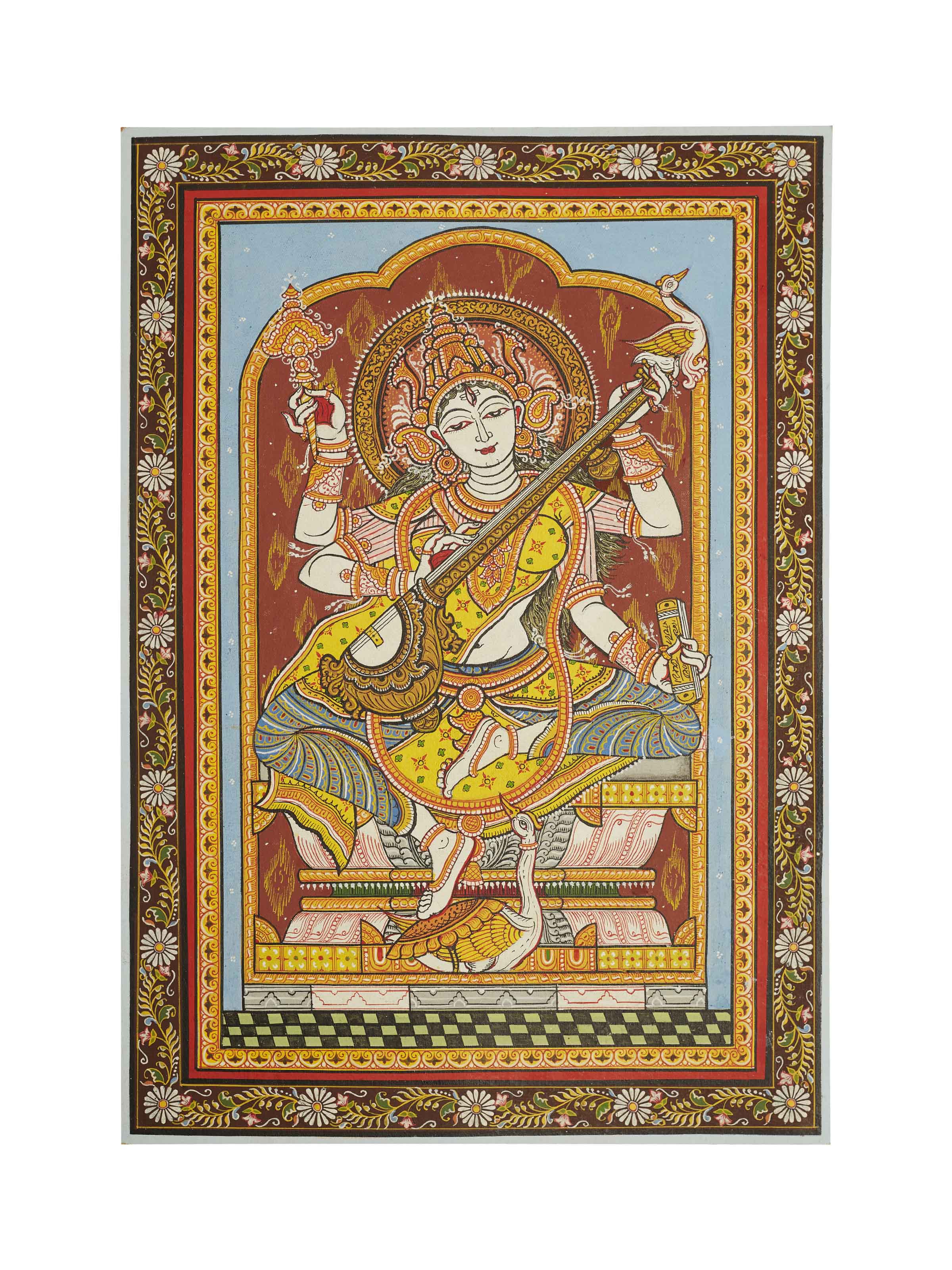 Saraswati Canvas Patachitra Painting