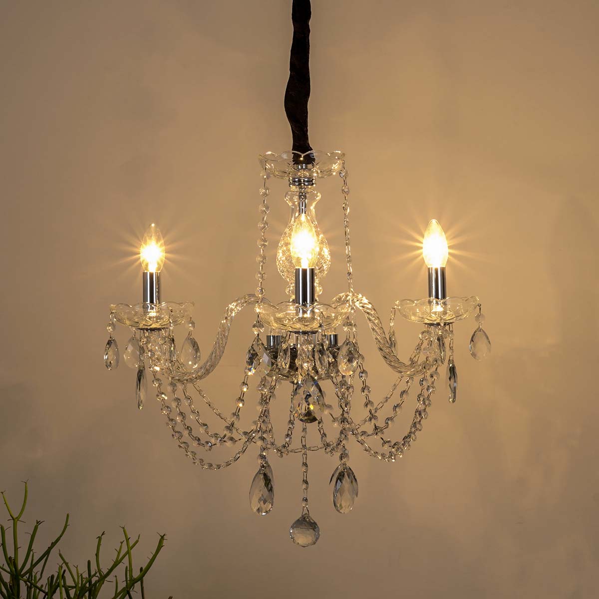 Marie 3 Arms Metal And Crystal Chandelier