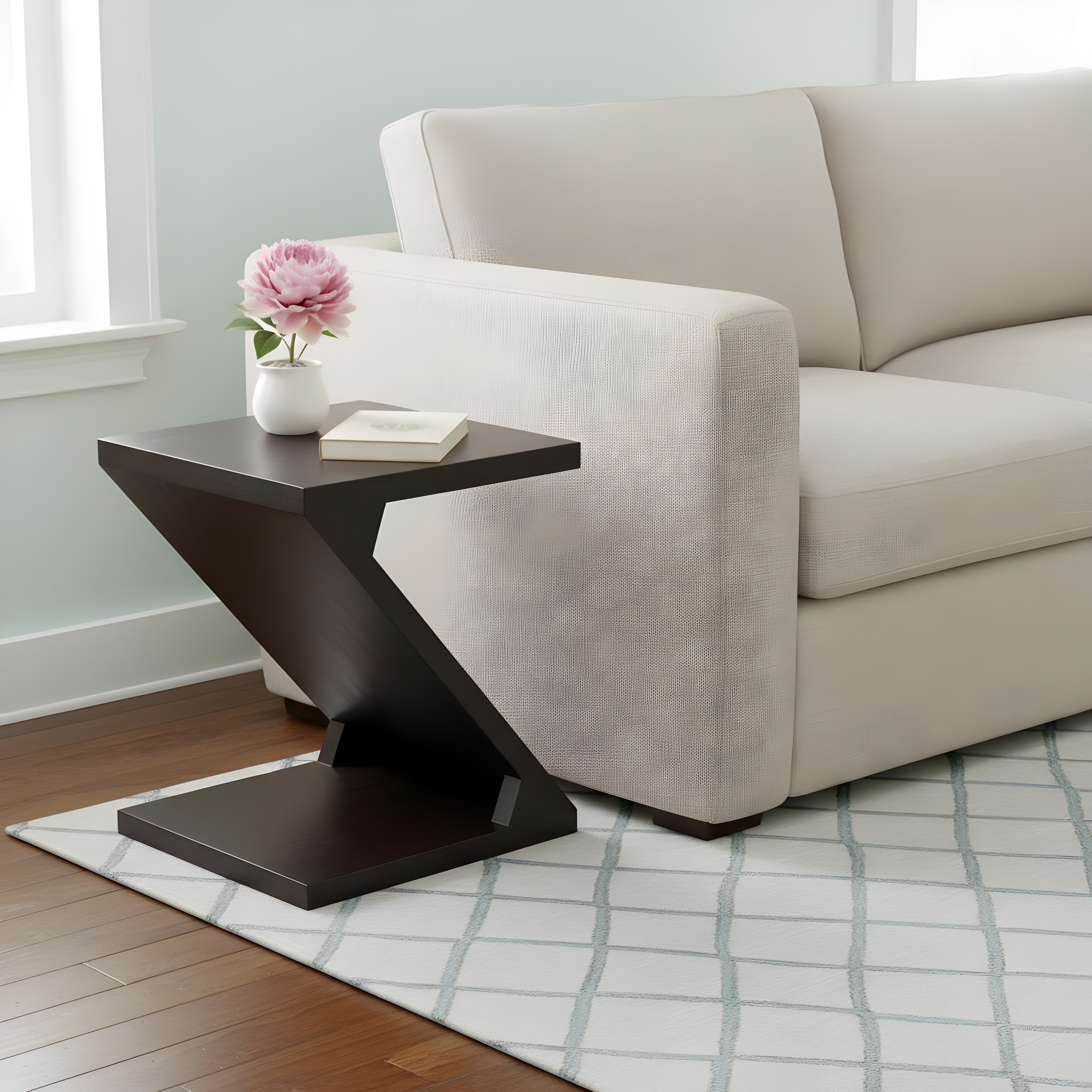 Berlin Sheesham Wood Contemporary Rectangle End Table Side Table In Extra Dark Mahagony Finish