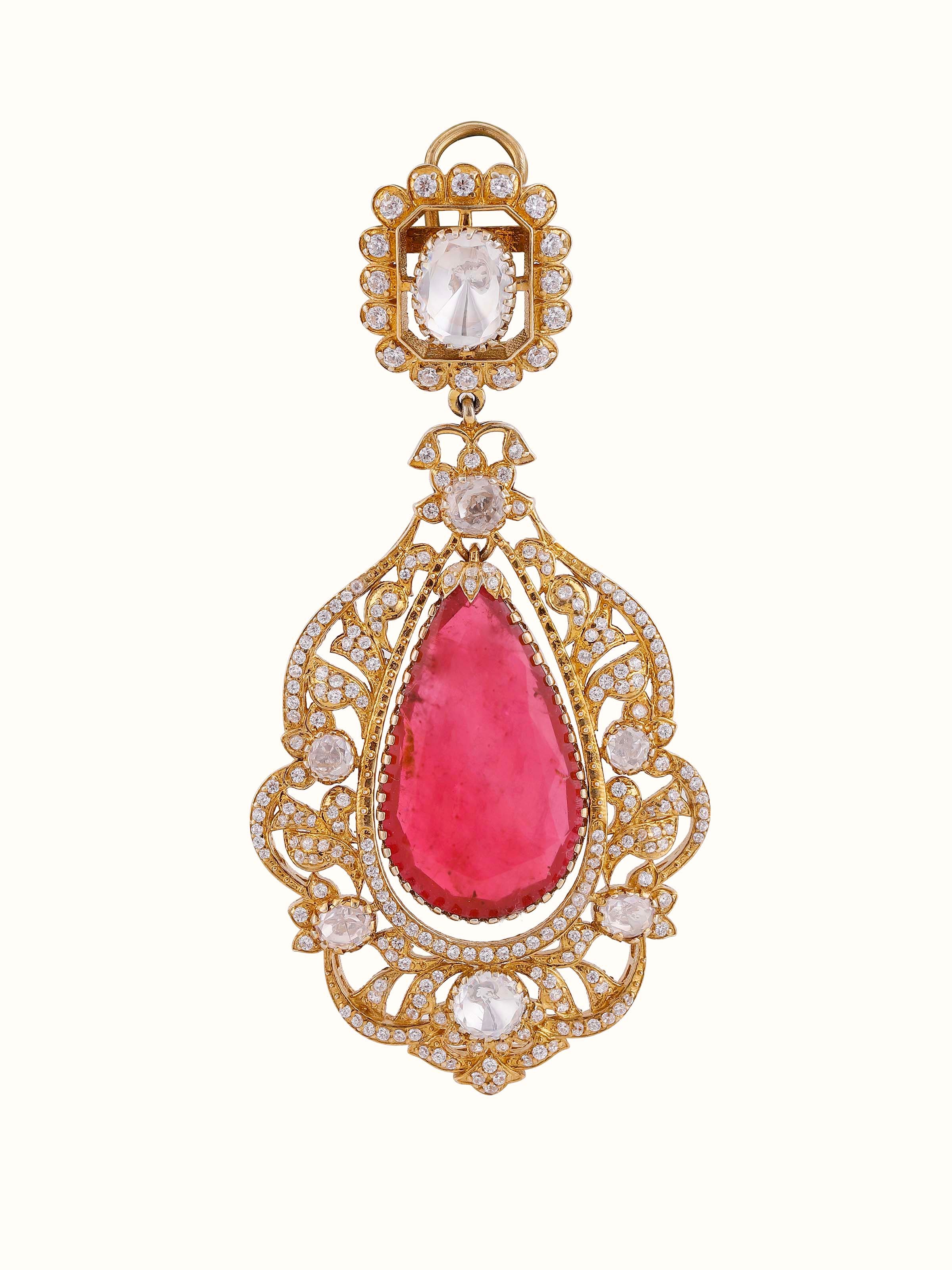 Dank Polki Silver Drop Earrings