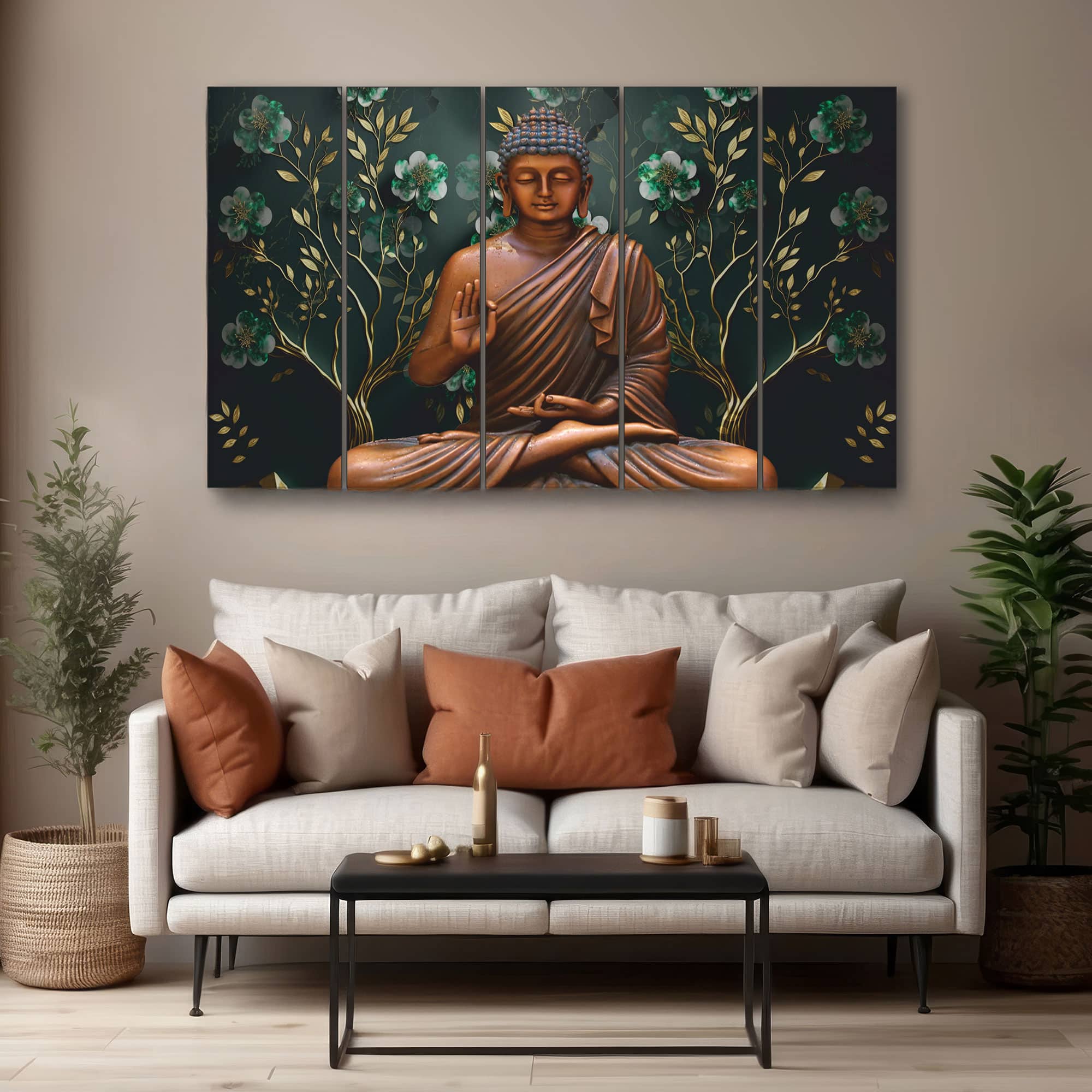 The Castle Decor Lord Buddha Meditation Wall Art Framed Painting 27x48 Inch (Style 18) - The Castle Decor