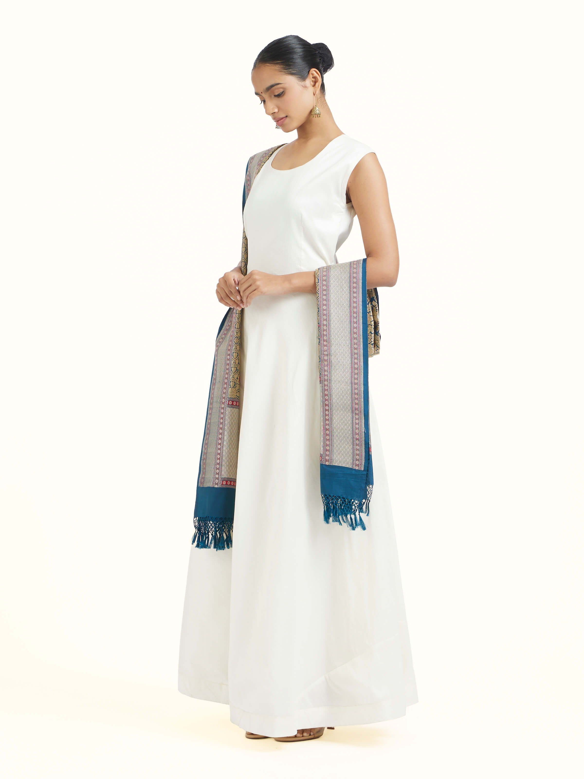 Blue Banarasi Handloom Silk Dupatta