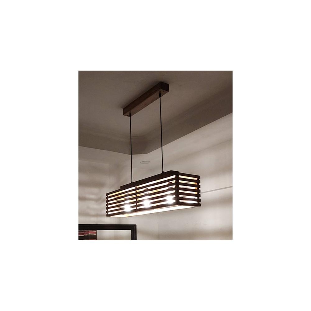 Elegant Centrum Brown Solid Wood Cluster Hanging Light