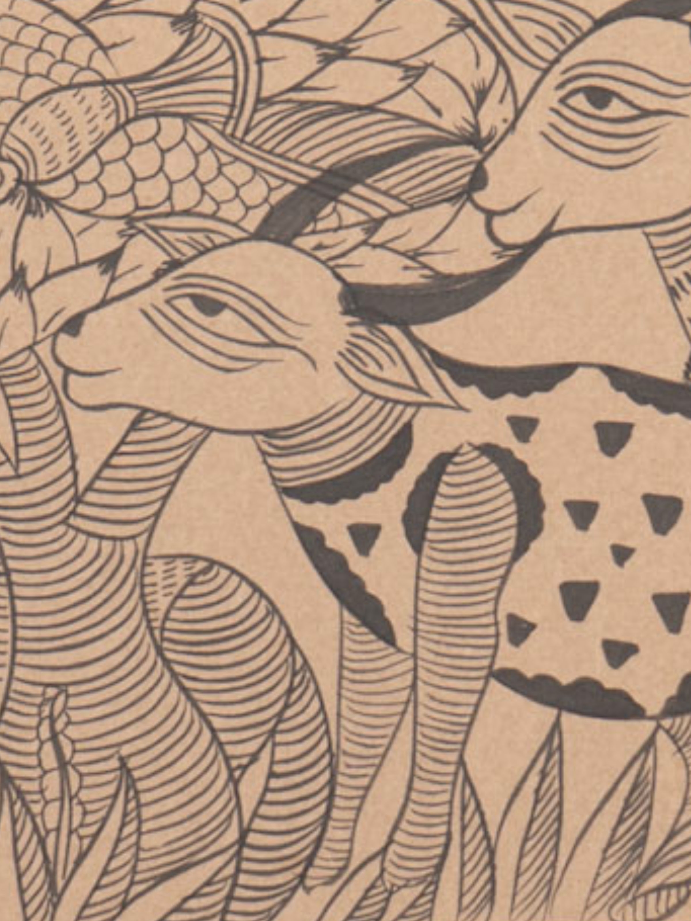 Detail shot of Kalighat Patachitra Jungle Painting