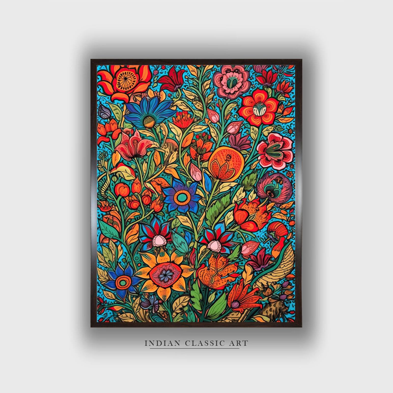 Madhubani Canvas Wall Prints Canvas Wall Prints Set of 1 Multicolor Matte