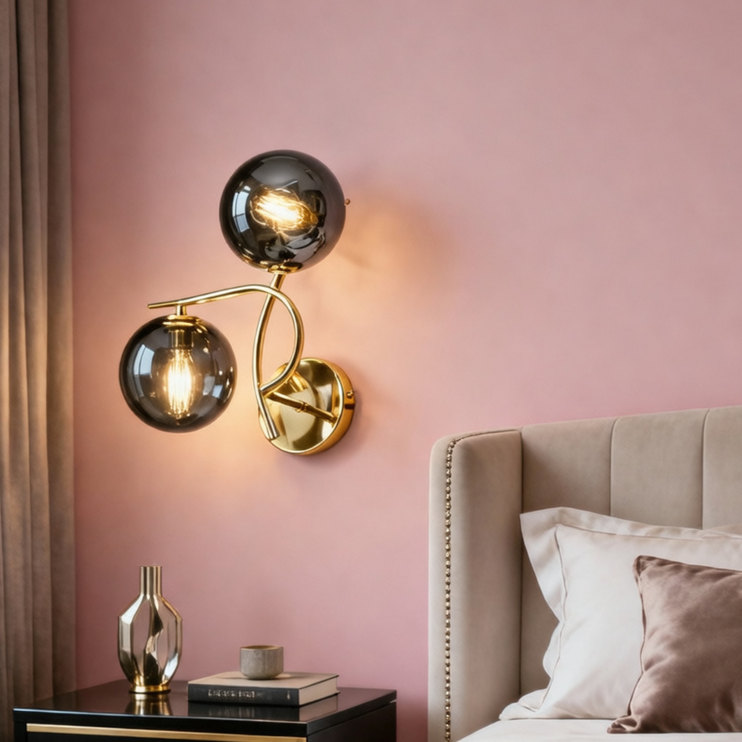 Eliante Modern Wall Lights Mild Steel & Glass Material Gold & Smoke Finish - Eliante