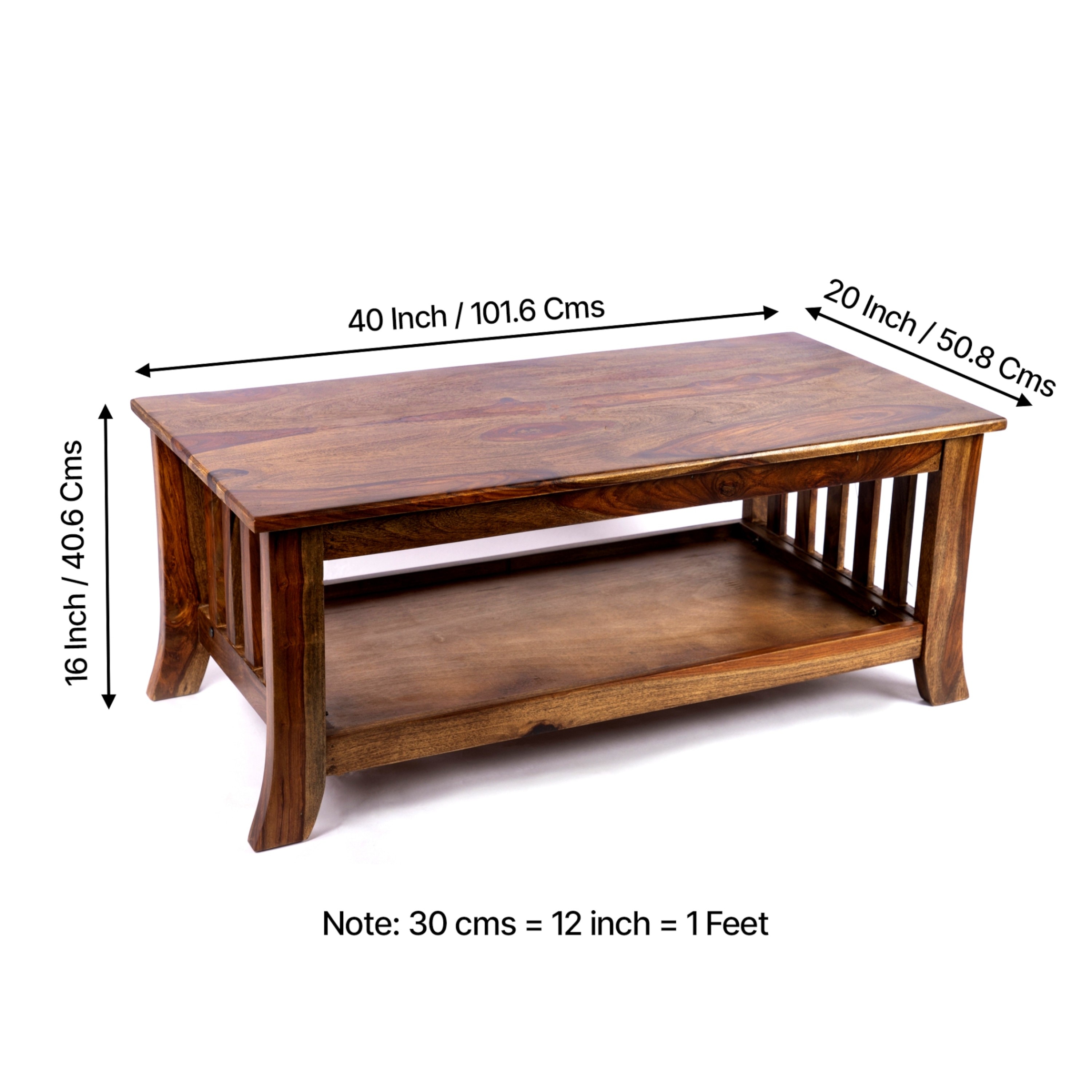 Omar Sheesham Wood Coffee Table In Teak Finish