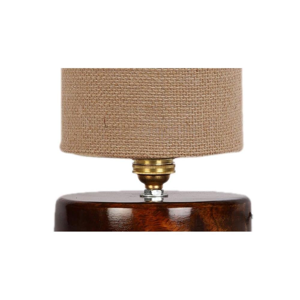 Sierra Beige Jute table lamp with brown wood base