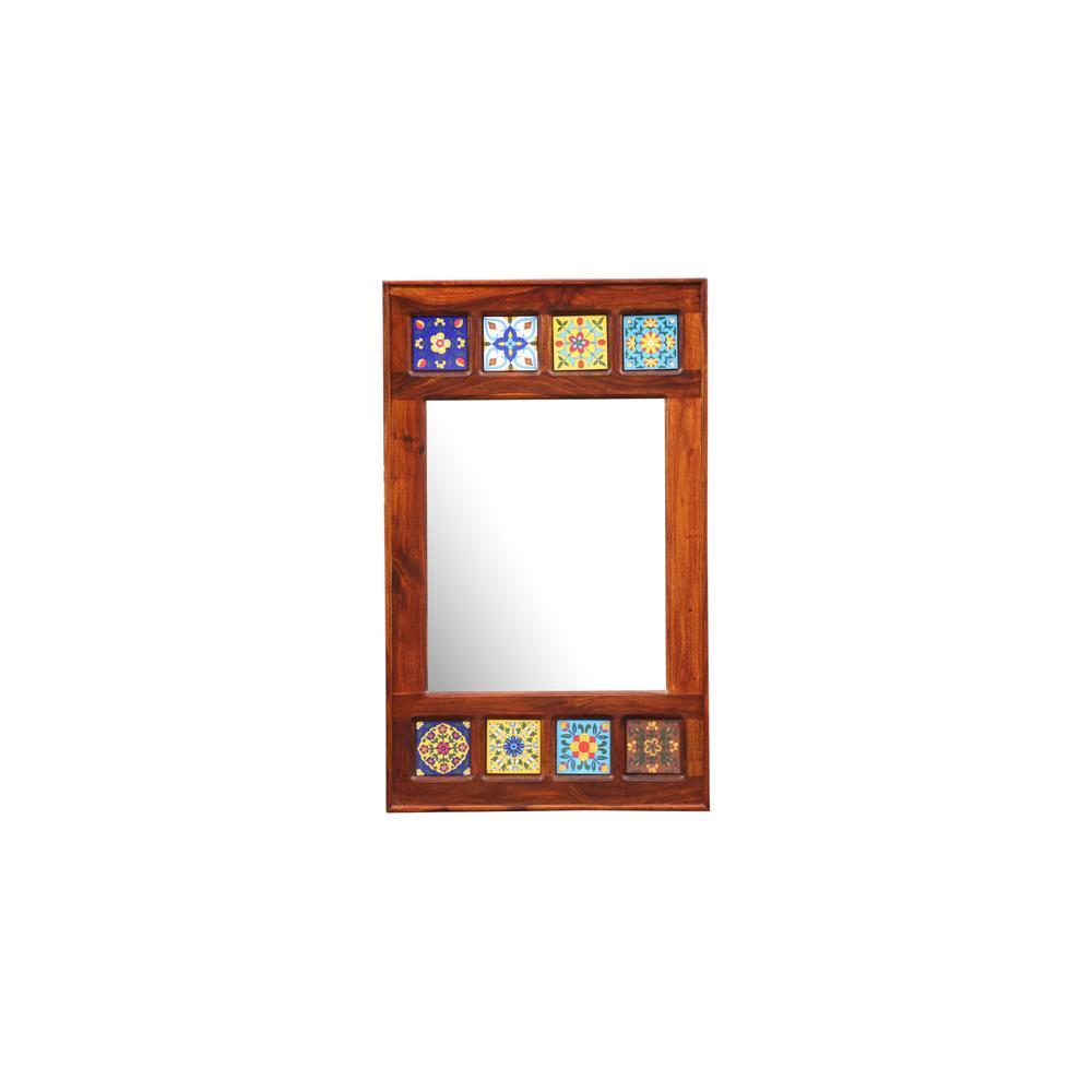 isaac solid wood mirror in honey oak colour
