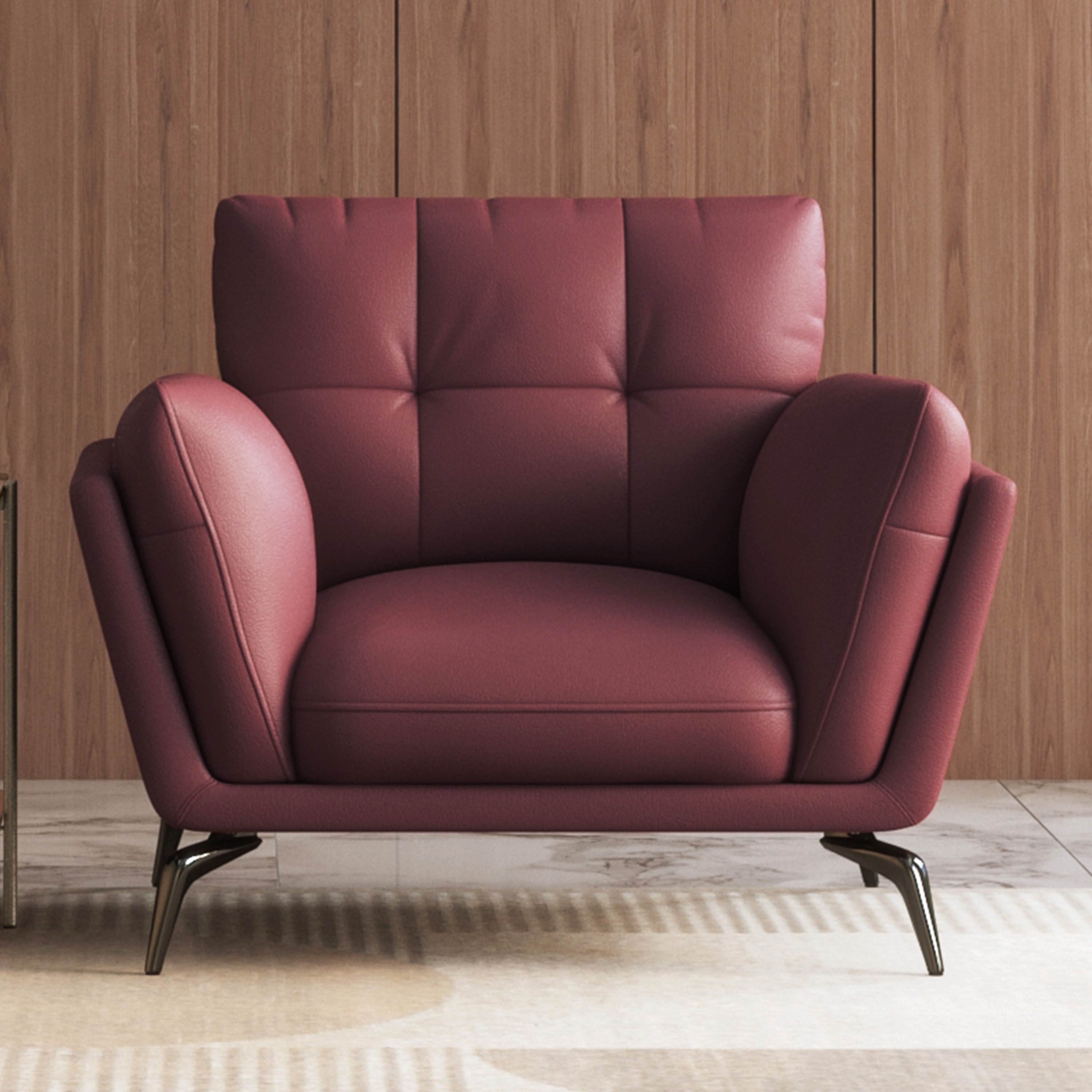 Vetra 1 Seater Leather Sofa In Wine Colour
