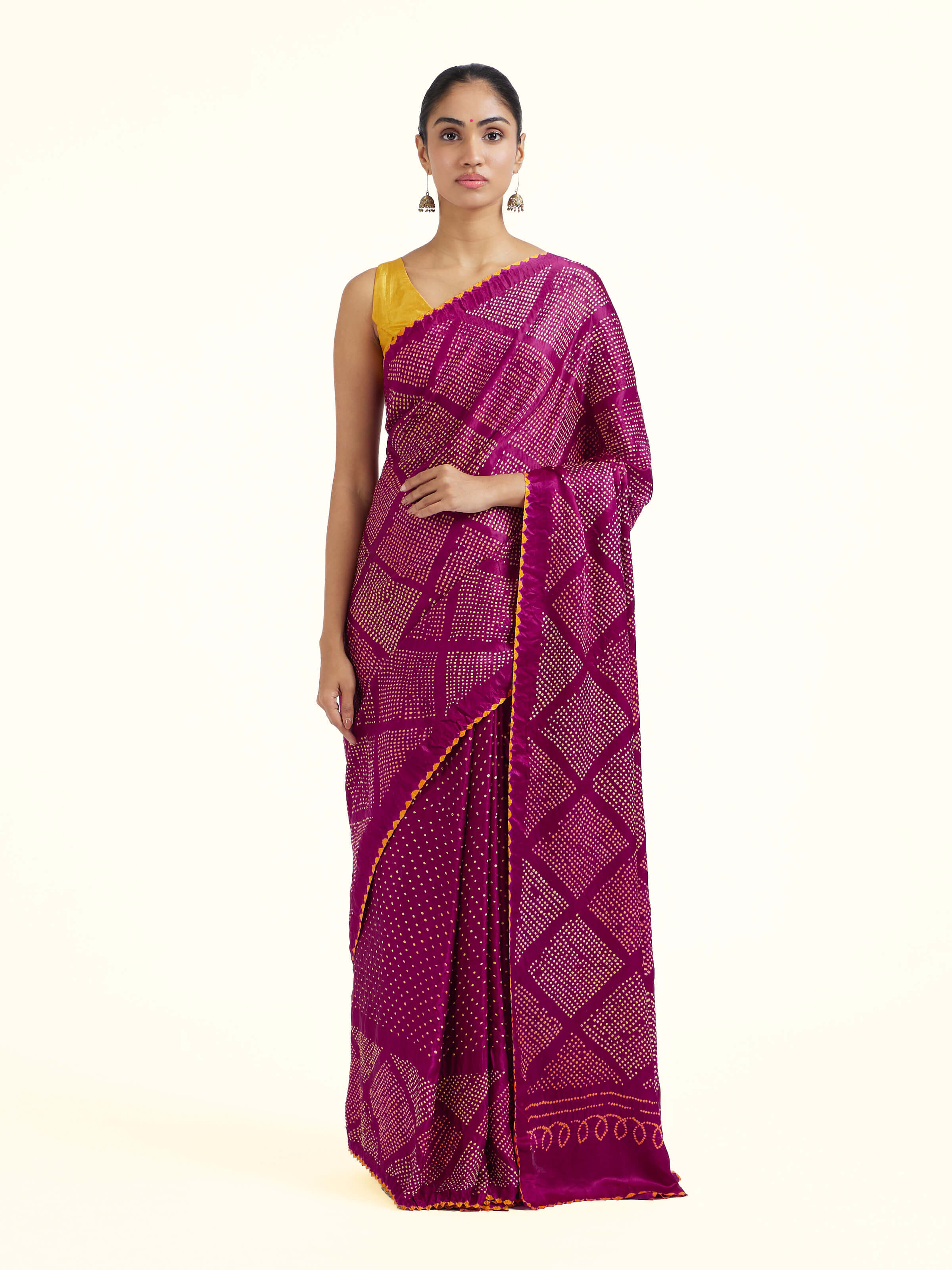 Purple Silk Tie & Dye Bandhani Saree