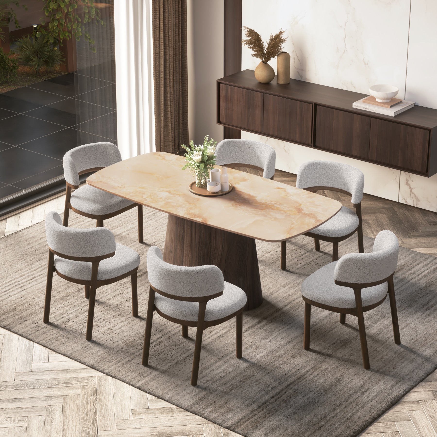 Nola 6 Seater Dining Table With 6 Dune Dining Chair
