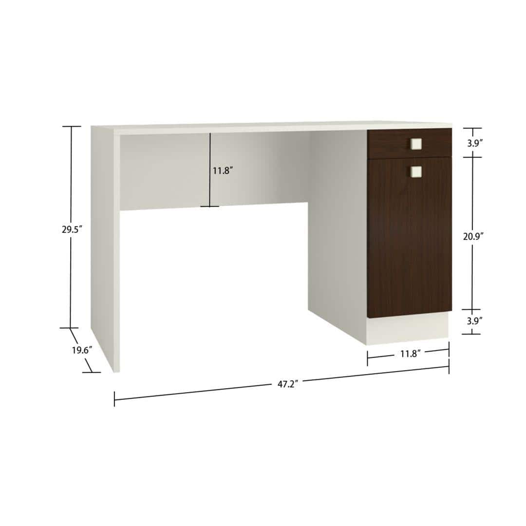 Celestia Study Desk with Shuttered Cabinet and Drawer in Coffee Walnut Colour