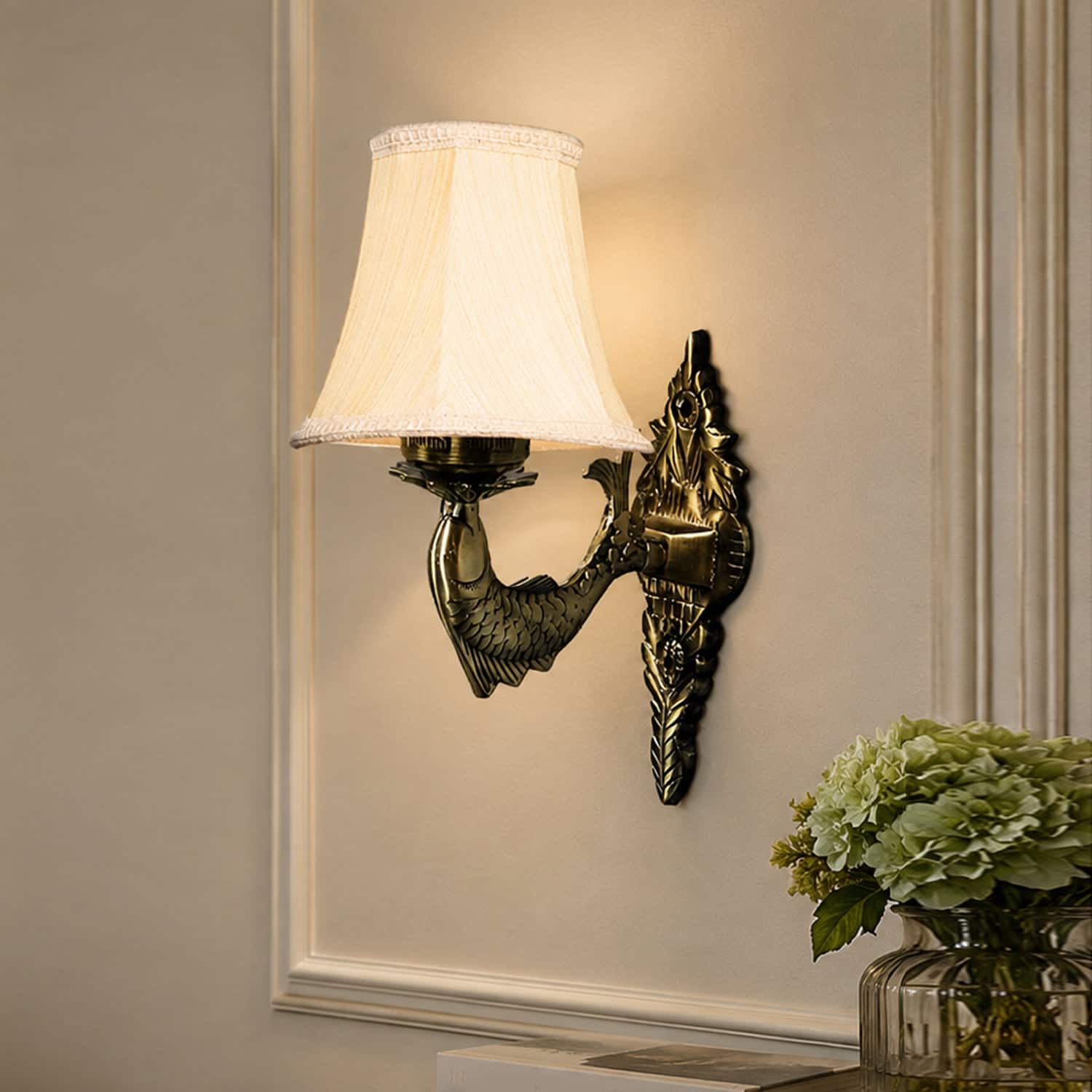 Devansh Metal Electric Wall Light in Gold Colour with Multi Shade Count of 1 Light
