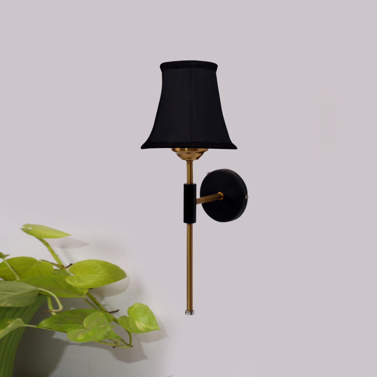 Devansh Metal Wall Mounted Lamp With Black Cotton Shade