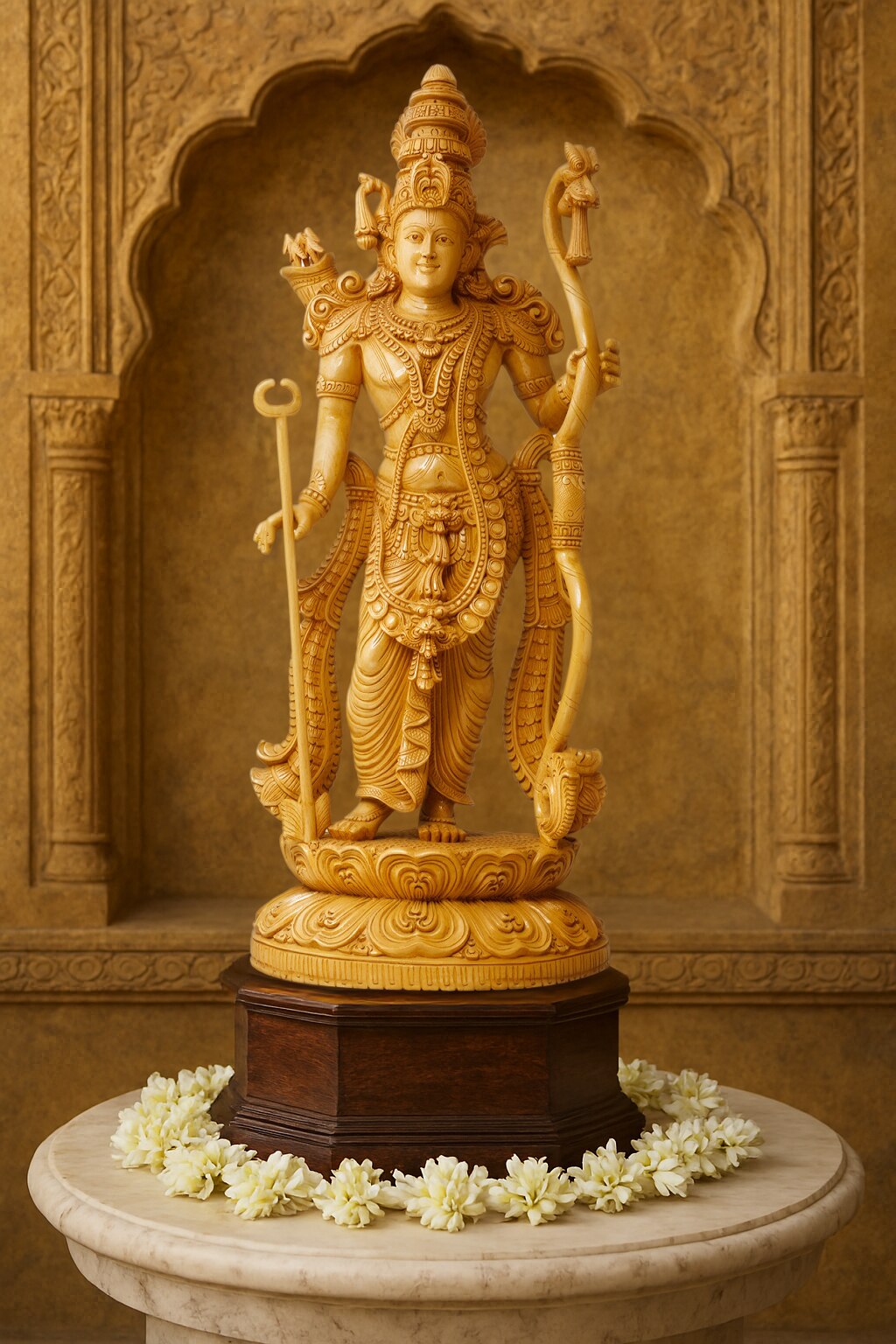 Hand-carved Jaitra Shivani wood Ram idol with traditional Indian craftsmanship