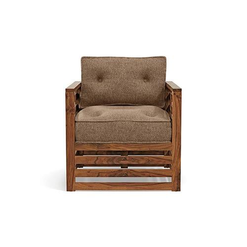 Raymond Wooden Sofa - Teak Finish (Safari Brown) (Finish : teak; Custom Set - Sofas : 0001; Standard Set - Sofas : none; Sofa Material : fabric; Sofa Size : regular; Sofa Type : regular; Colour : safari brown)