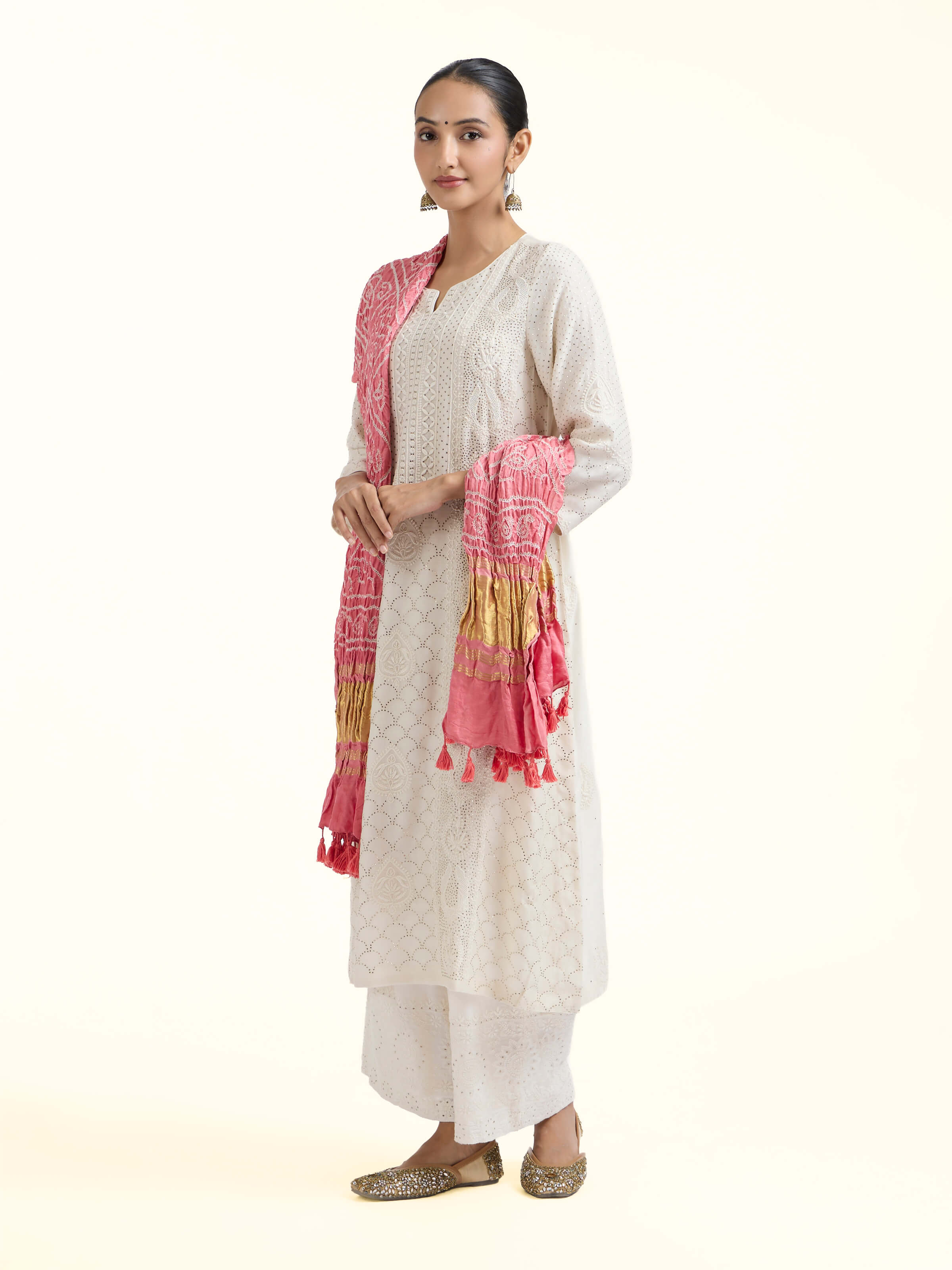 Pink Bandhani Tie & Dye Dupatta
