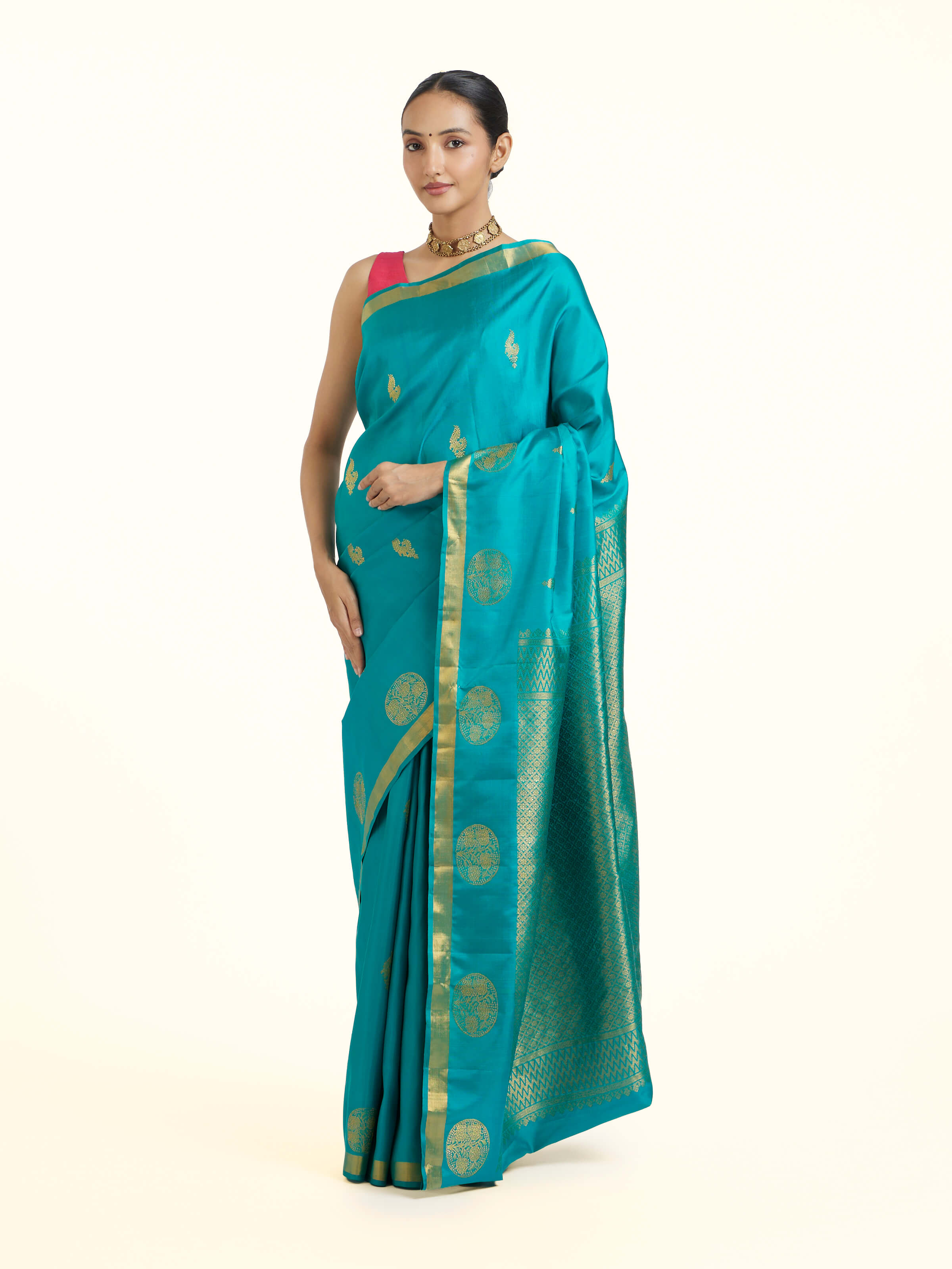 Teal Dharmavaram Silk Saree