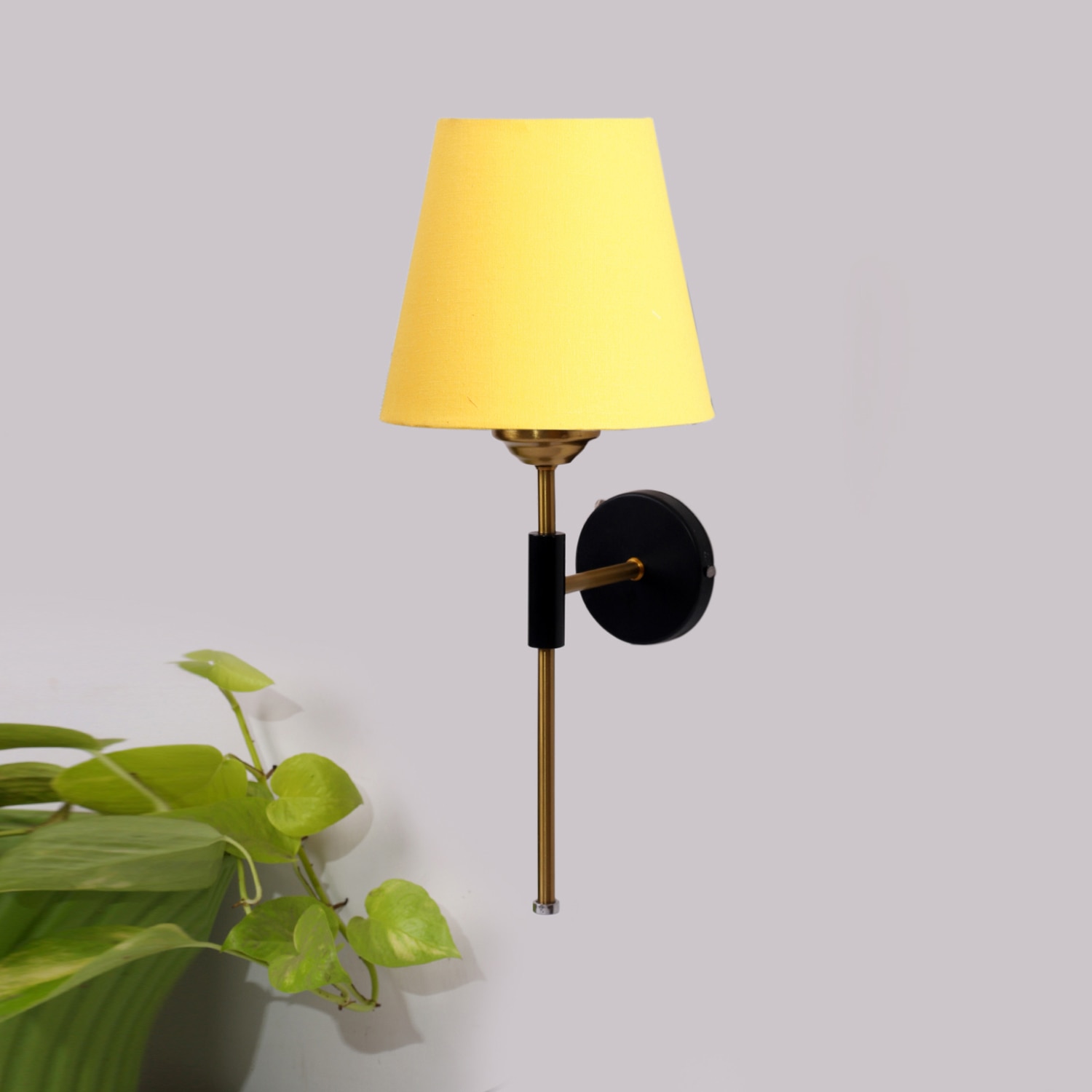 Devansh Metal Electric Wall Light in Black Colour with Yellow Shade Count of 1 Light - Devansh
