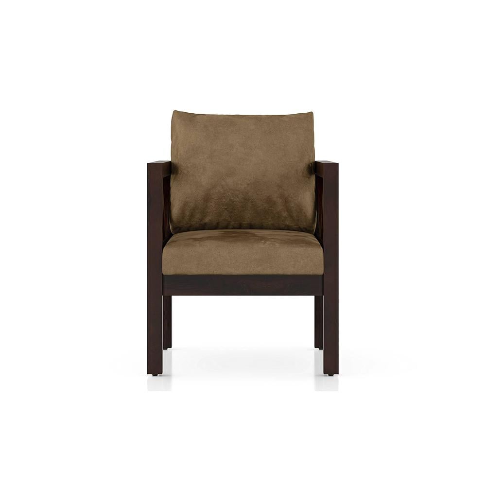 Alden 1 Seater Wooden Sofa (Peanut Brown Velvet)