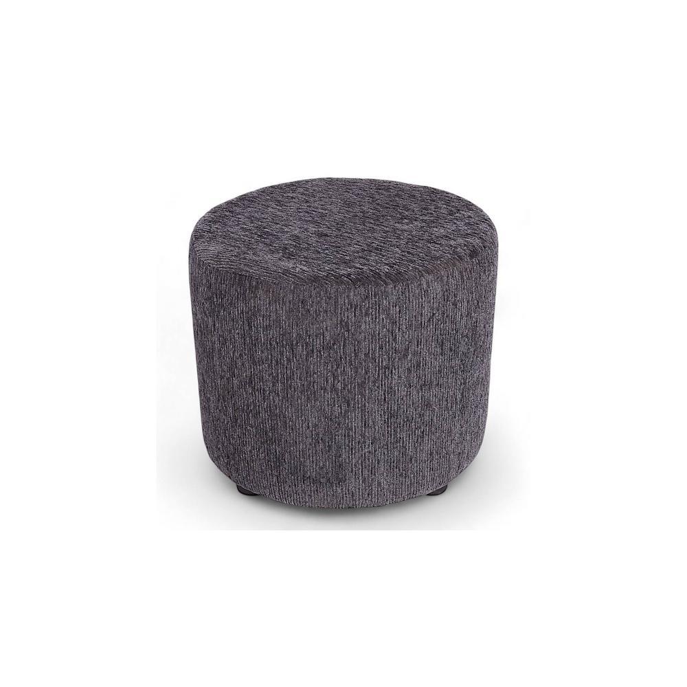 Iris Round Pouffee in Mossy Grey Fabric