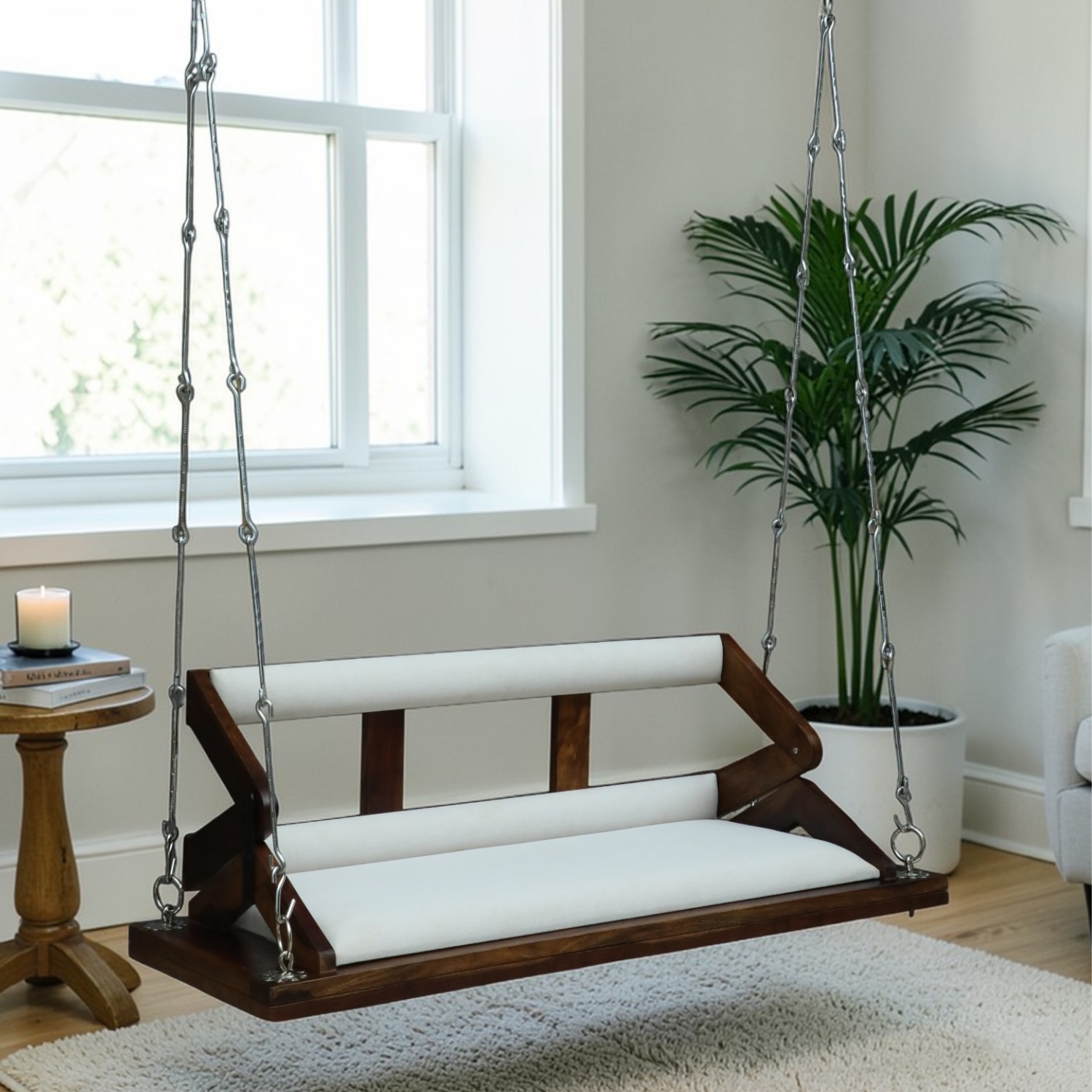 Reversable Wooden Swing In Sheesham Wood Finsih