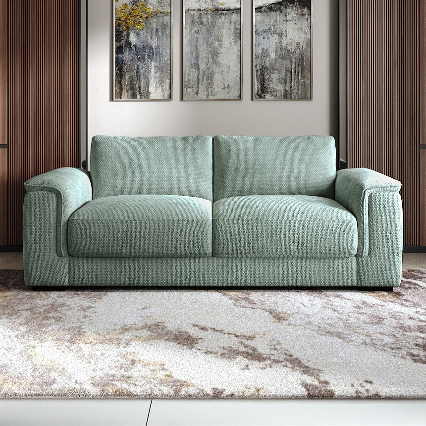Miles 3 Seater Bamboo Fabric Sofa In Sky Blue Fabric