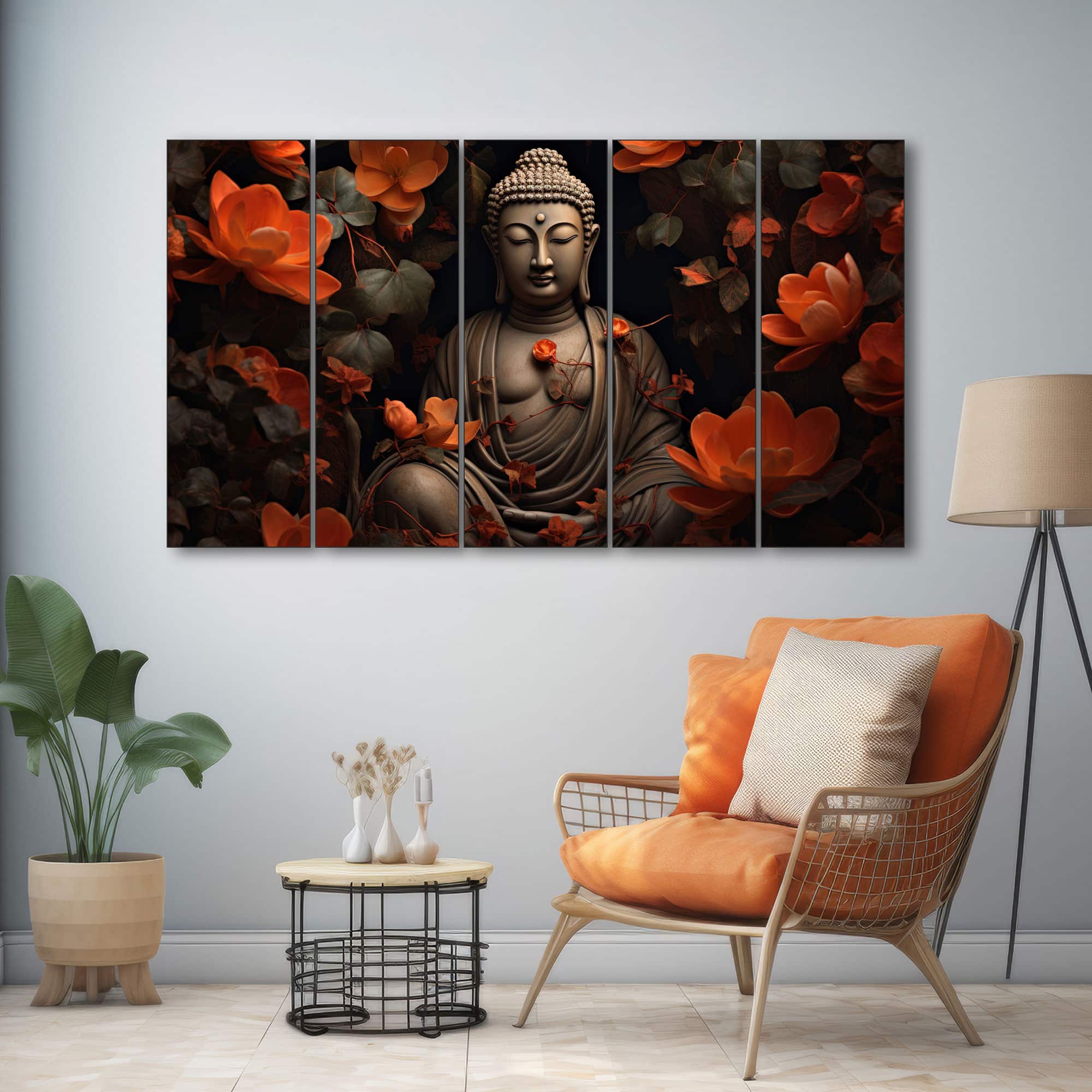The Castle Decor Lord Buddha Meditation Wall Painting Wooden Framed 27x48 Inch (Style 9) - The Castle Decor