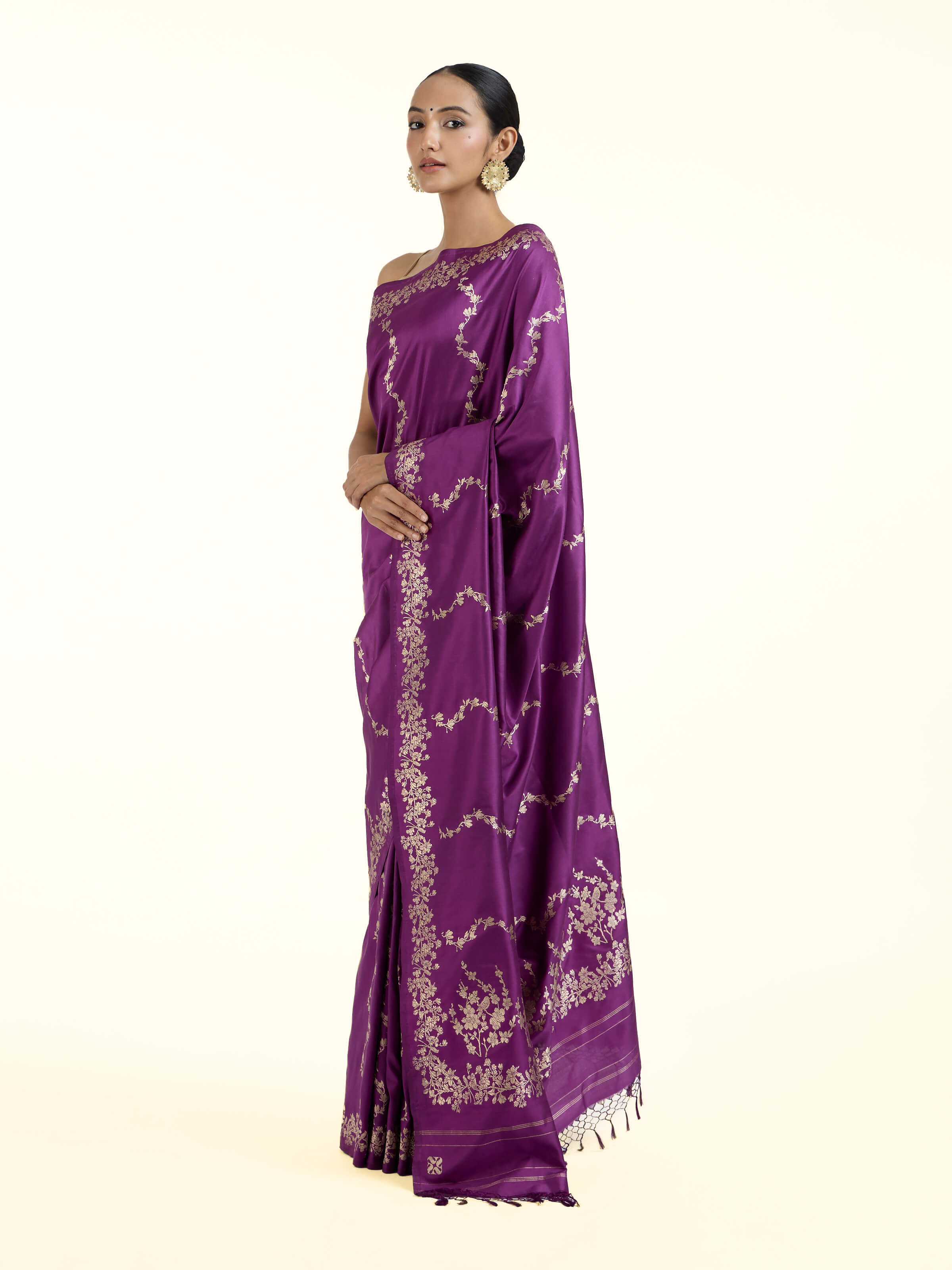 Magenta Banarasi Kadhwa Silk Saree