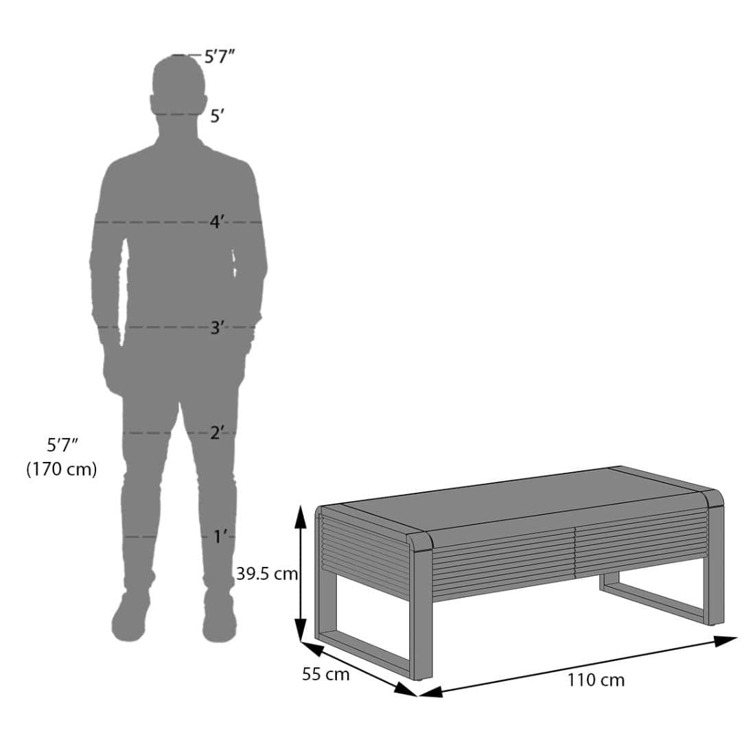 Linnea Rectangular Solid Wood Coffee Table In Danish Walnut Finish