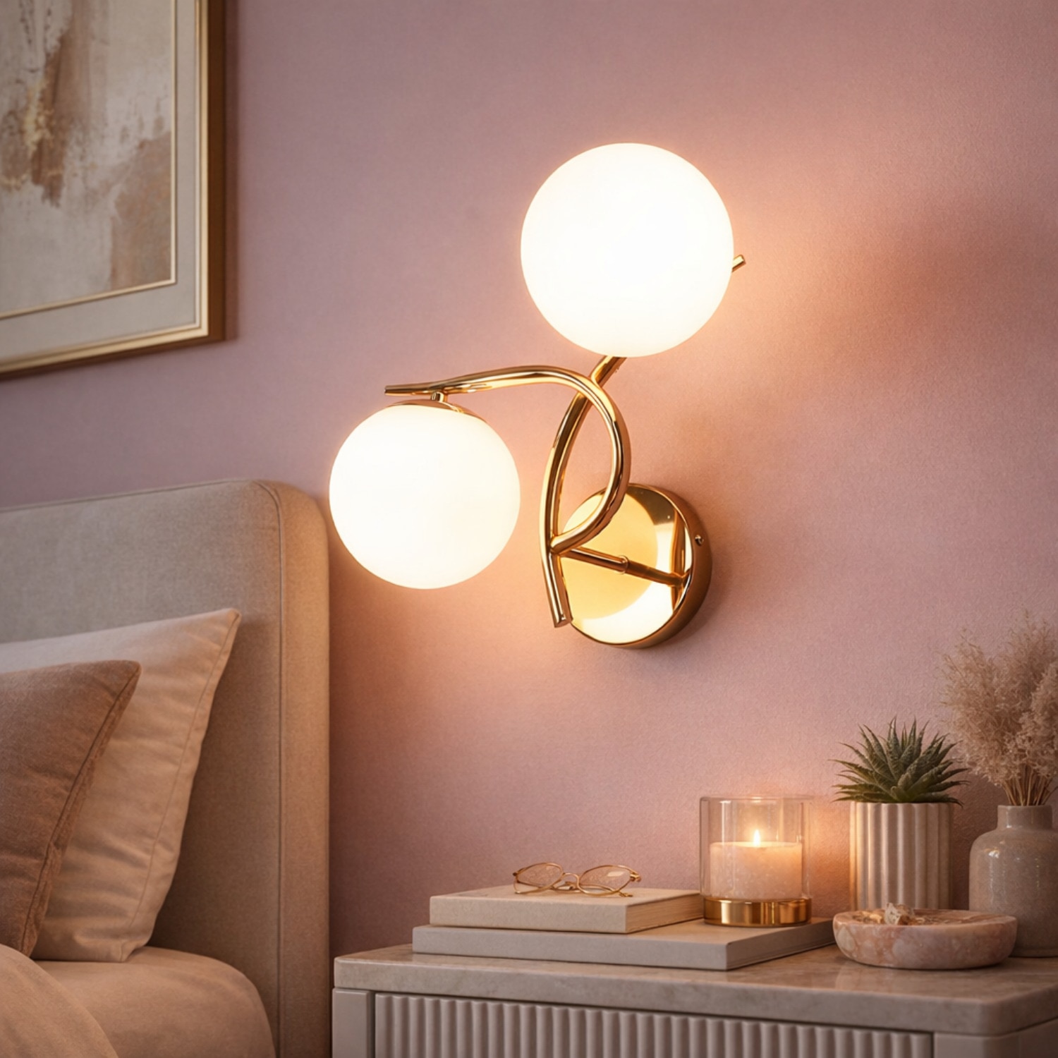 Eliante Modern Wall Lights Mild Steel & Glass Material Gold & White Finish