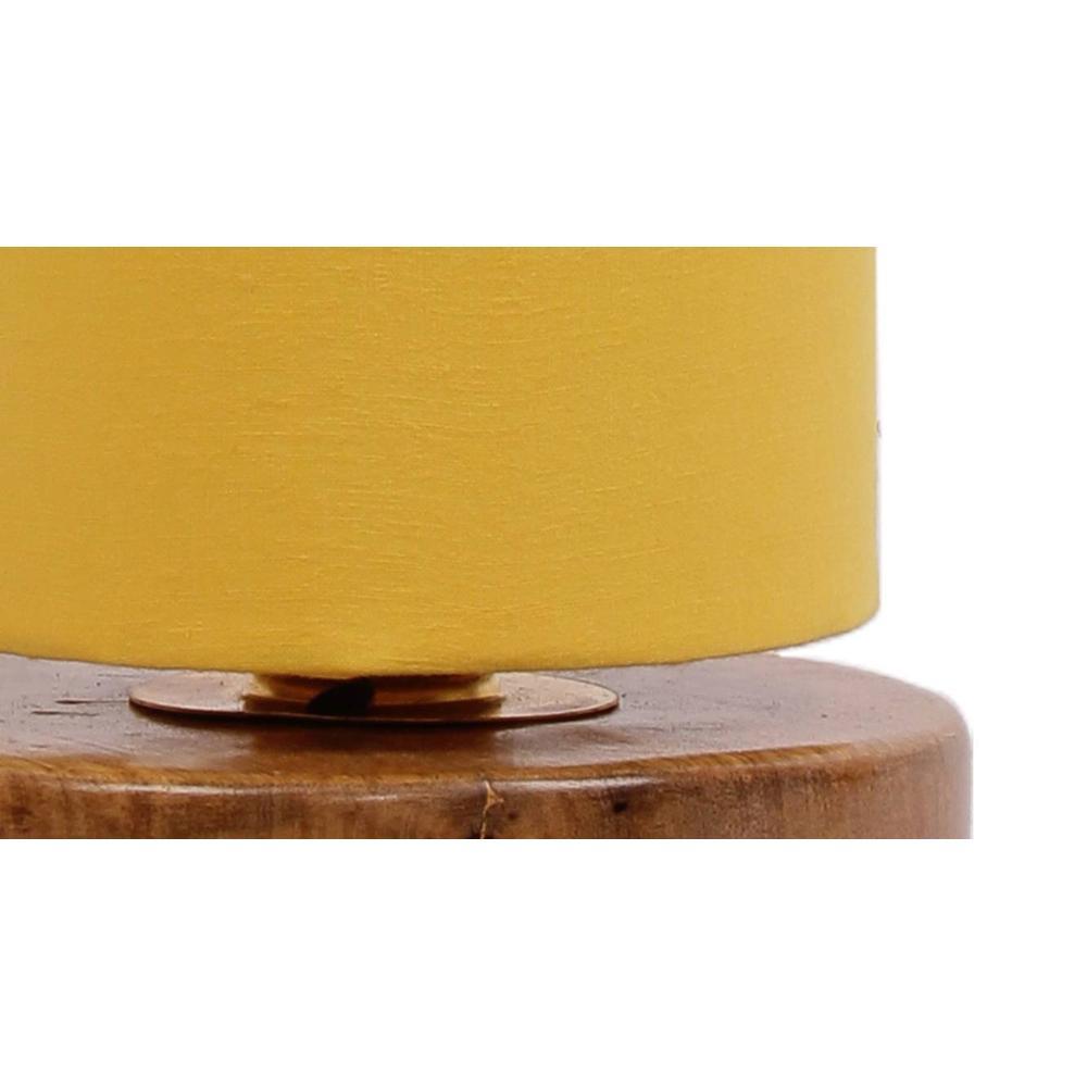 Amory Yellow Fabric Shade Table Lamp with Natural Wooden Base