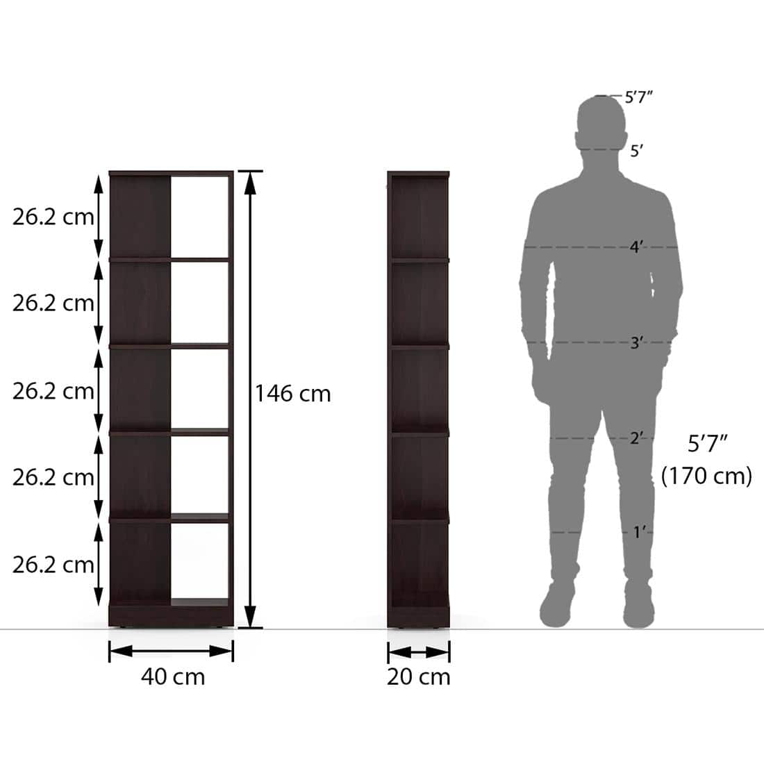 Paxton Solid Wood Bookshelf in Mahogany Finish