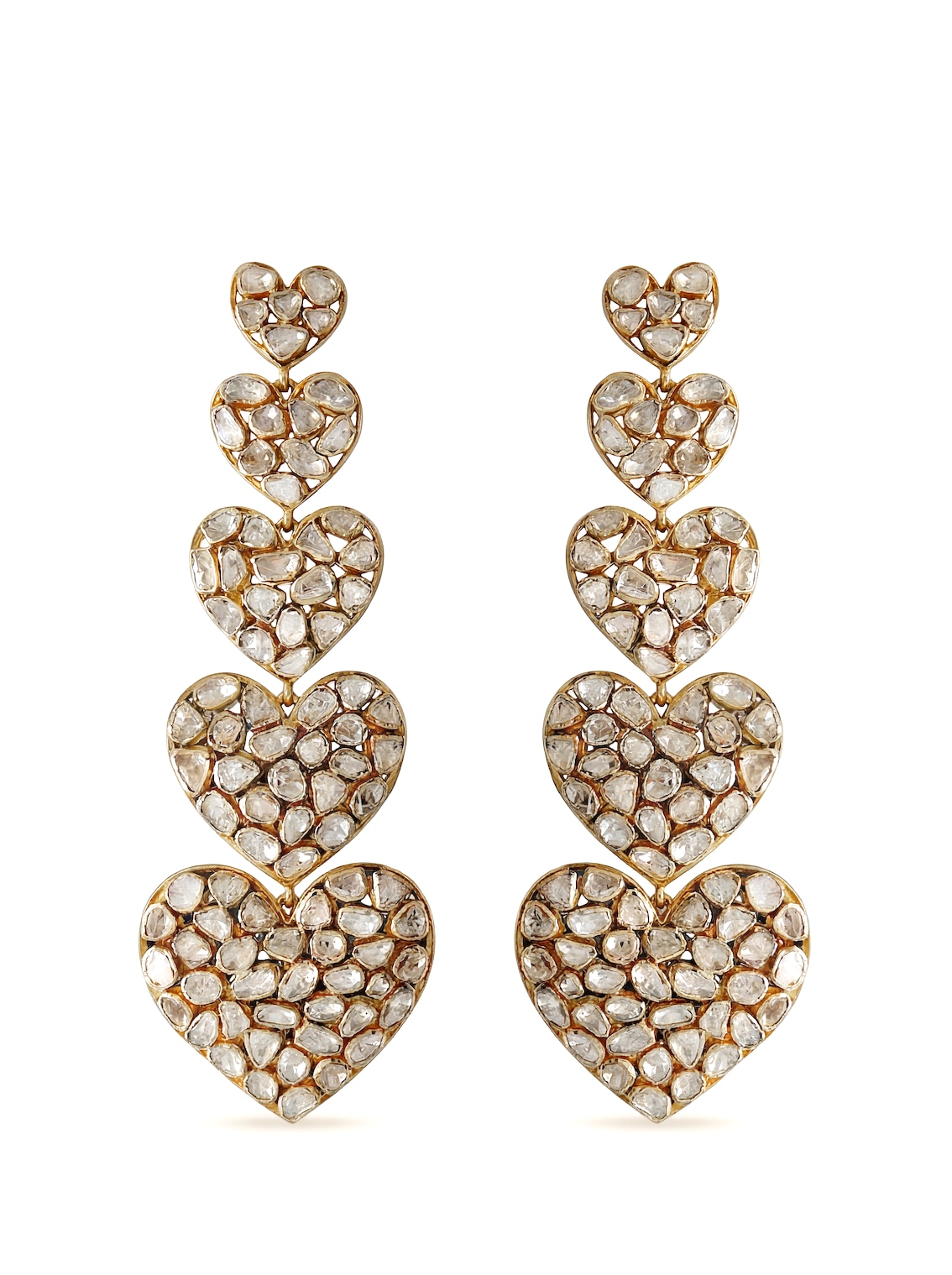 Dank Polki 14 Karat Gold Drop Earrings