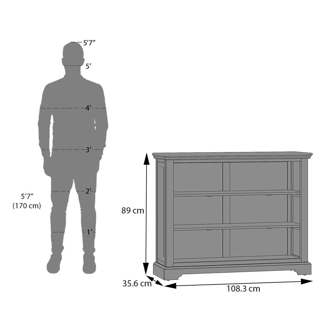 Alexandra Solid Wood Open Book Shelf in American Walnut Finish
