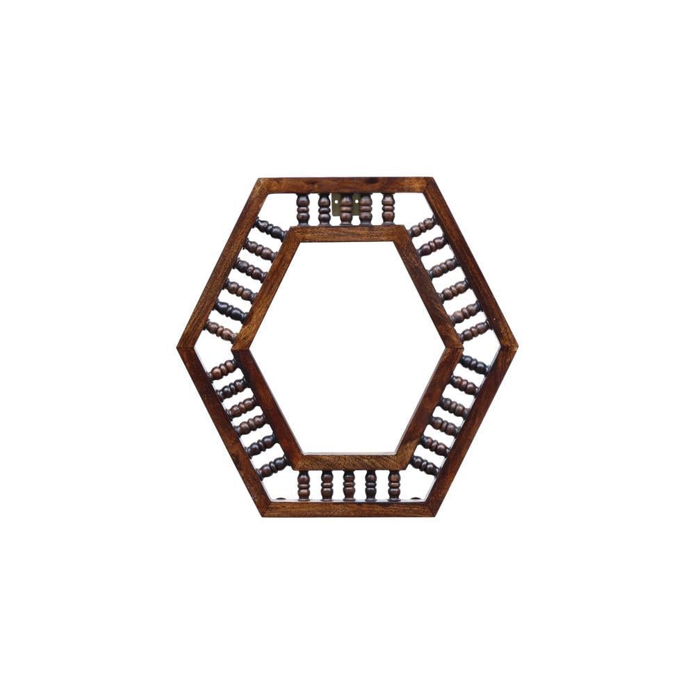 poe solid wood mirror in brown colour