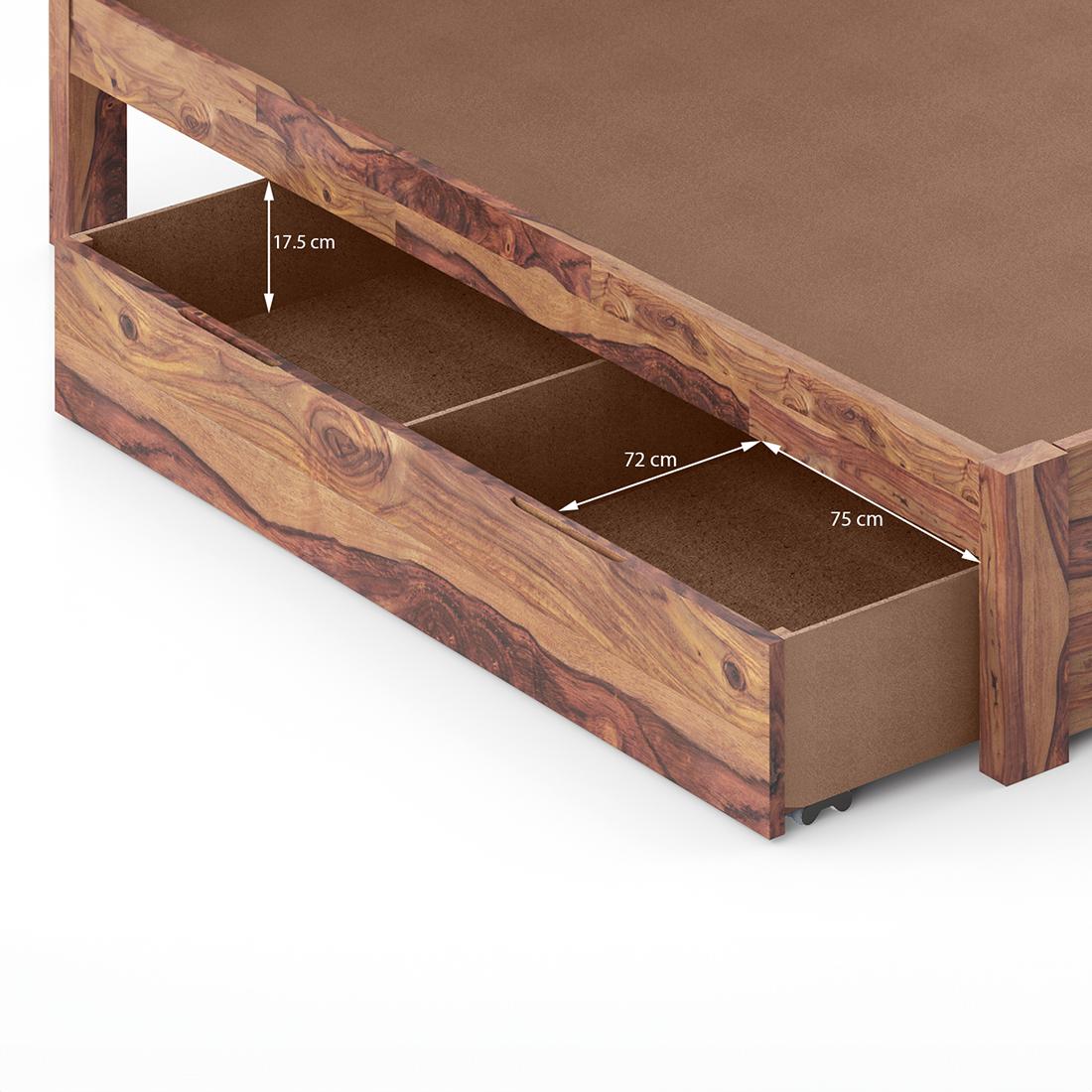 Marieta Solid Wood King Size Drawer Storage Bed In Teak Finish