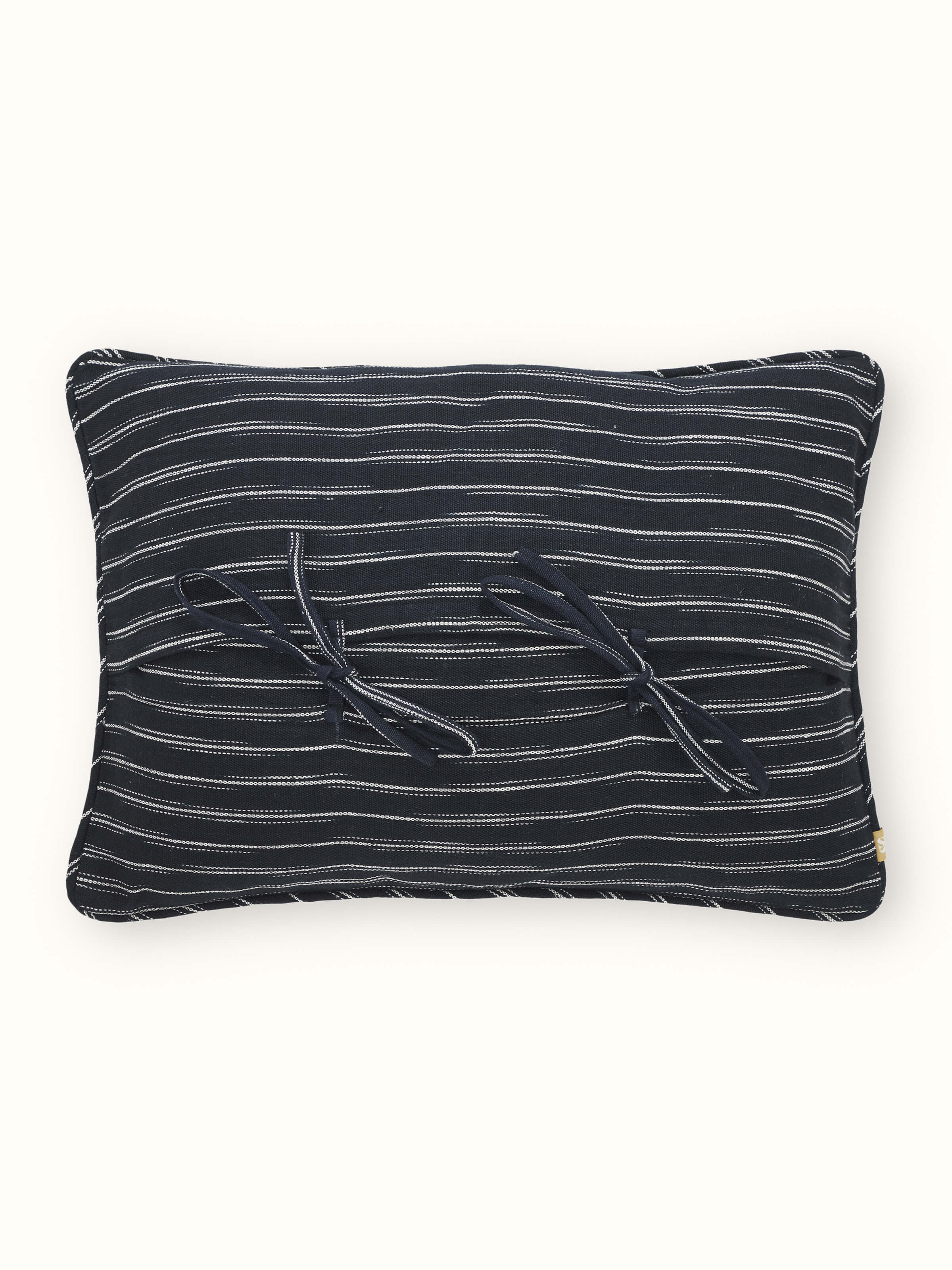 Krsna Black Cotton Handloom Lumbar Cushion Cover