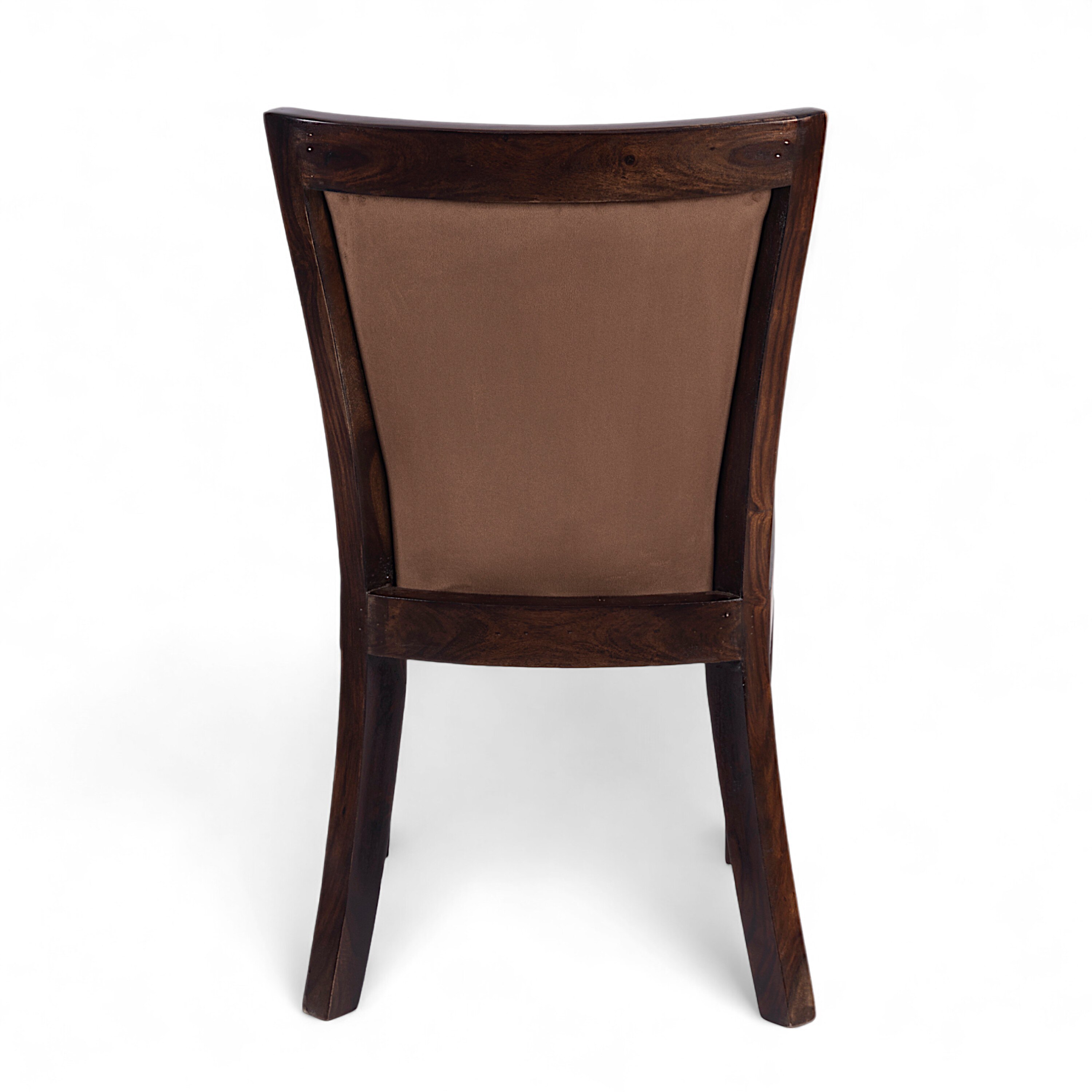 Newport wood Set of 2 Dining Chairs in Taupe Brown Velvet Upholstery with PROVISIONAL TEAK FINISH
